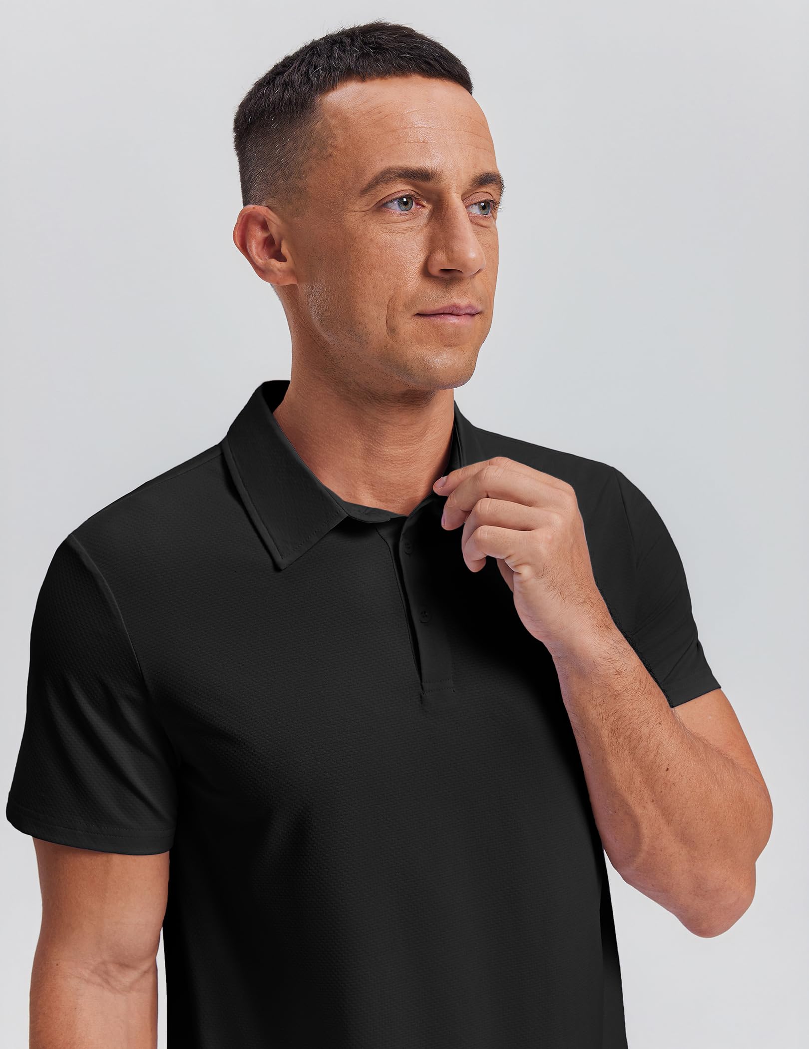 PINSPARK Mens Polo Shirt Performance Moisture Wicking Polo Shirts for Men UPF 50 Golf Shirts Quick Dry Casual Collared Shirt — view 2