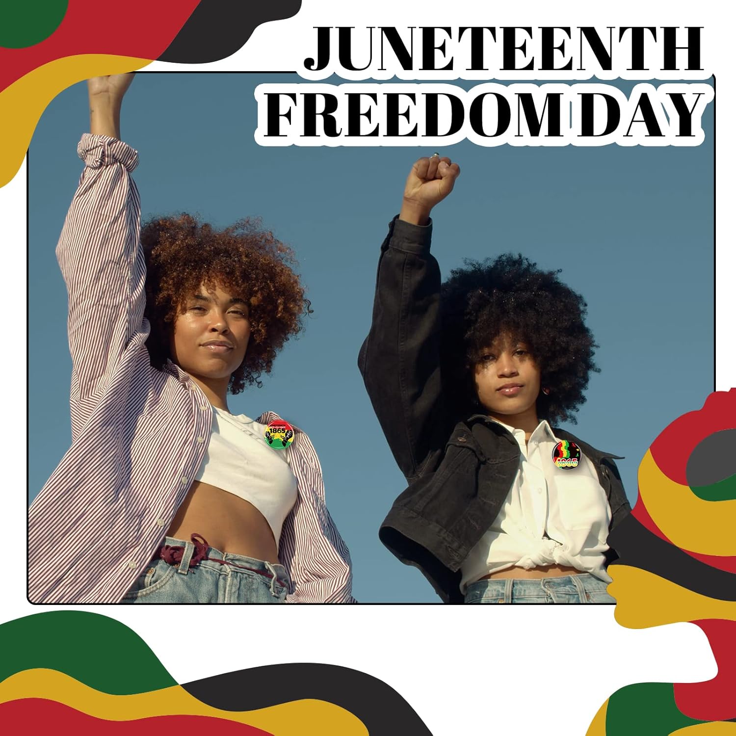 Jexine 120 Pcs Juneteenth Buttons Badges Pins 2.28 Inches/ 58 mm Lapel Pin Black Pride Button Pins Juneteenth Decorations Party Badge for Bags Jackets Backpacks
