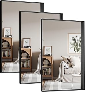 3-Pack Black Bathroom Mirror 24x36 Inch, Rectangle Mirror with Metal Deep Frame, Wall Mirrors for Over Sink, Vanity, Bedroom, Bathroom, Hangs Horizontally or Vertically