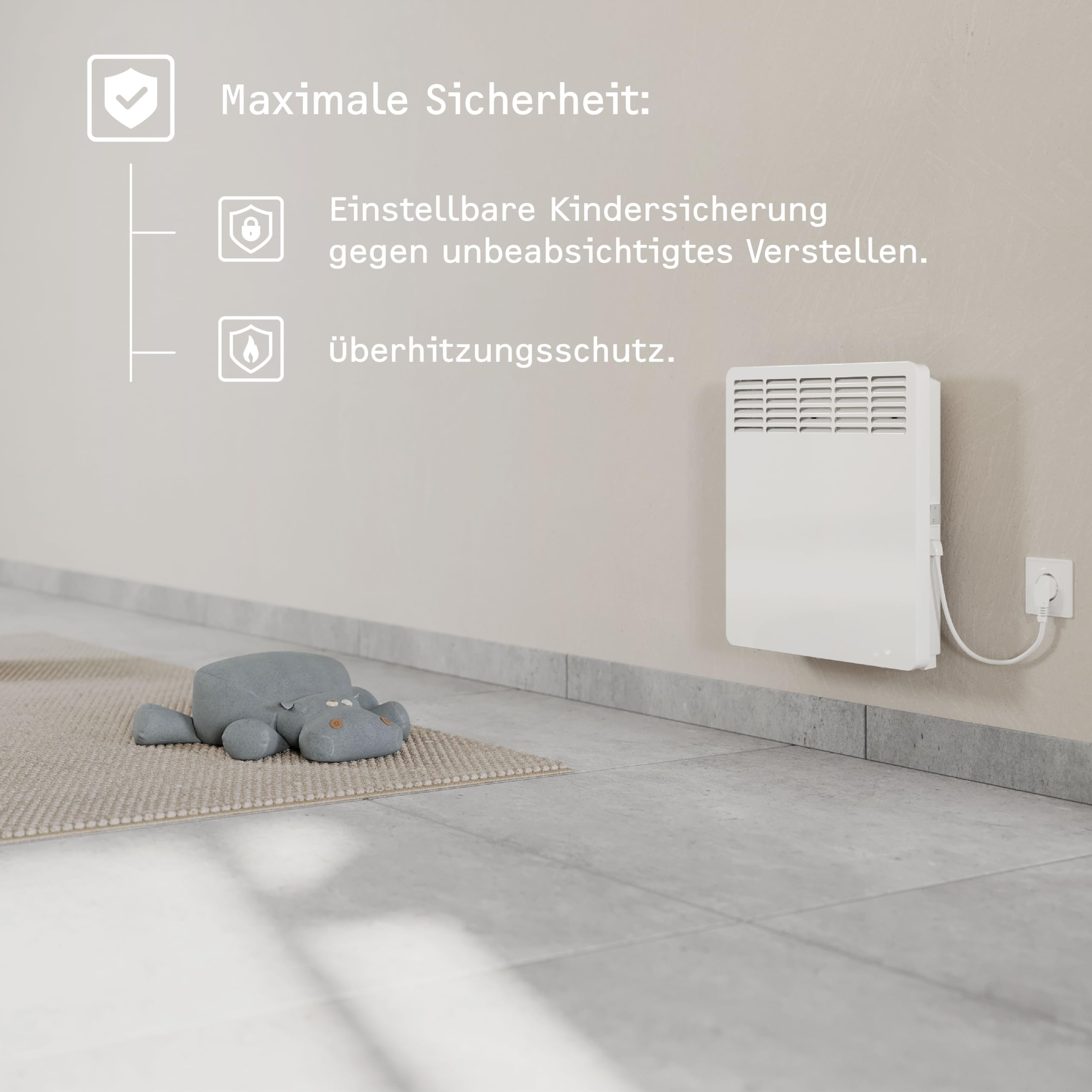 STIEBEL ELTRON Konwektor ścienny CNS 300 Trend, 3 kW na ok. 35 m², certyfikat TÜV, wyświetlacz LCD, timer tygodniowy, ogrzewanie elektryczne, montaż ścienny, z wtyczką, 236530