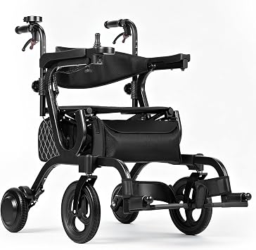 4 in 1 Intelligent Electric Wheelchair,Rollator Walker with Seat, Lightweight Foldable Transport Wheelchair Combo,Detachable Footrests, 10" Wheels for Seniors Adults 1 Battery