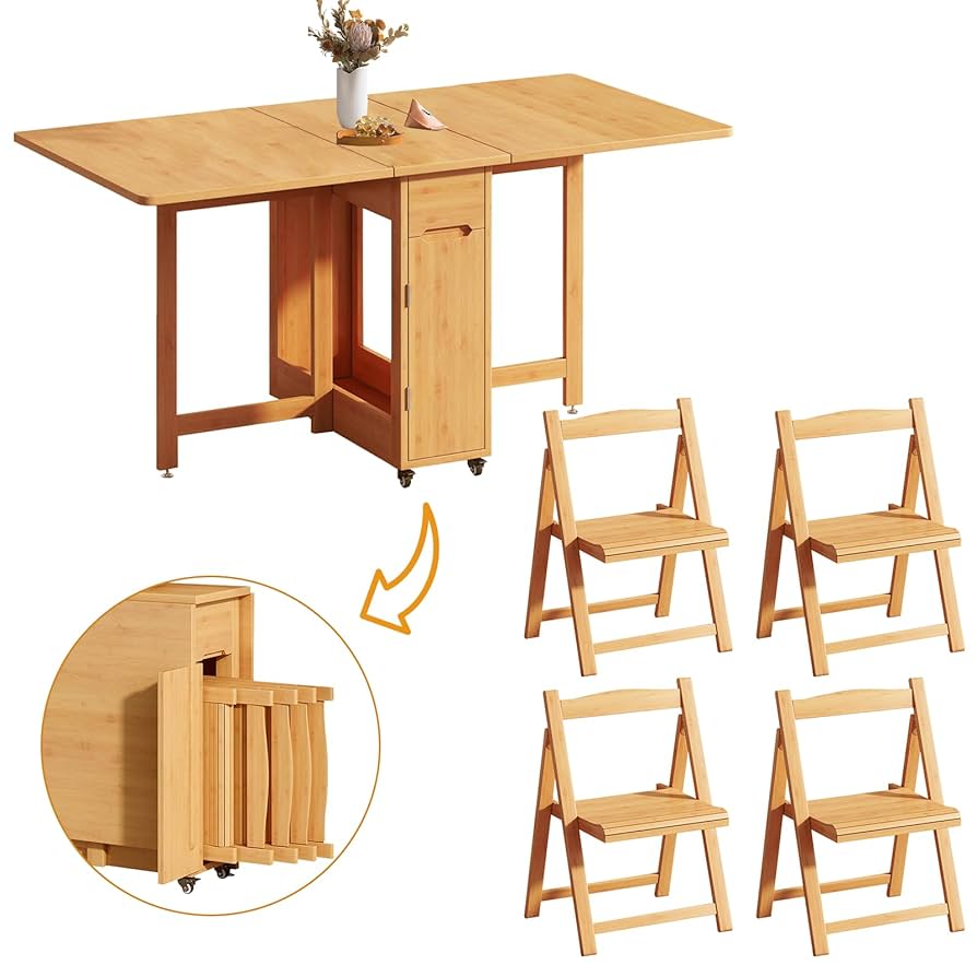 Amazon.com - UMJIGF Folding Dining Table Set for 4 with Wood