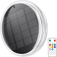 Qoolife Solar Floating Pool Light, 1-Pack Rechargeable Pond Light Float with Remote Control, IPX7 Waterproof 12 Lighting, 3 Timing Mode for Inground/Above Pool, Bathtub Party Garden Accessories
