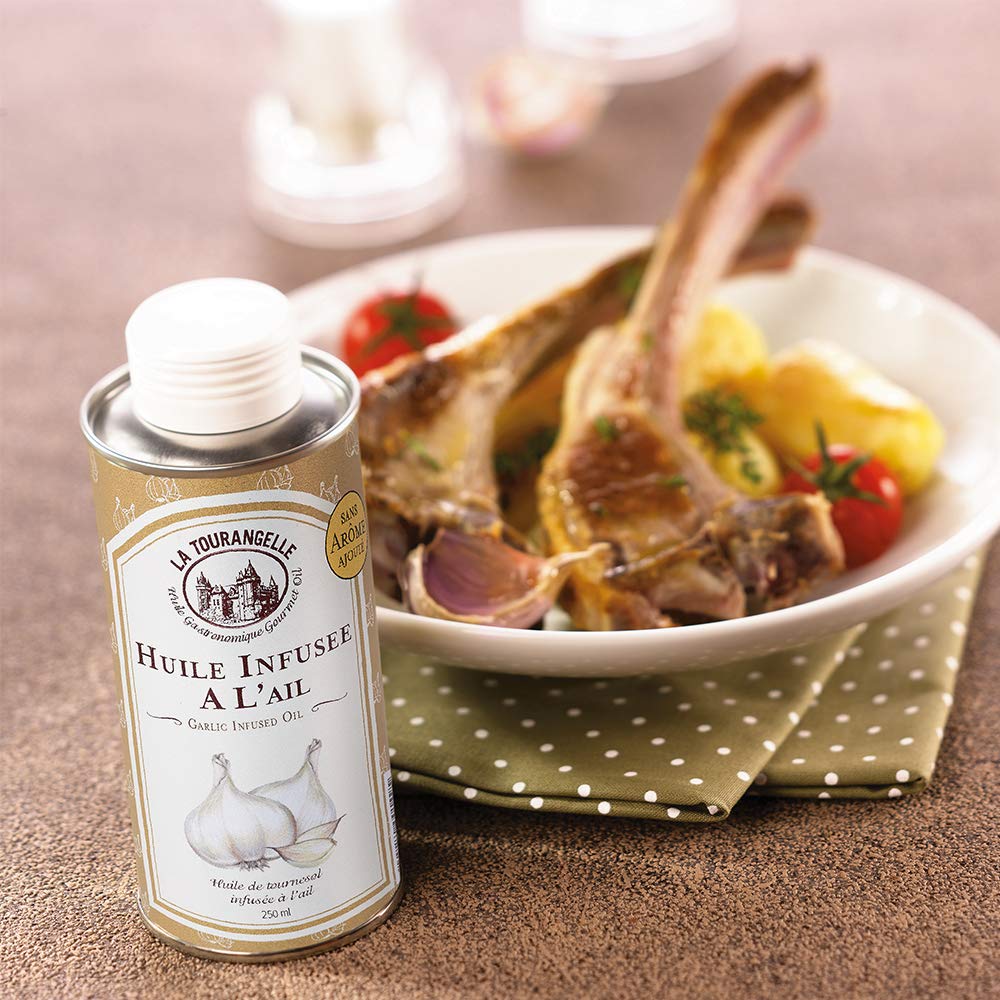 La Tourangelle – Knoblauchöl – Intensiver, köstlicher Geschmack von frischem Knoblauch für Ihr Fleisch, Ihre Pürees und Marinaden – 250 ml – 3er-Pack