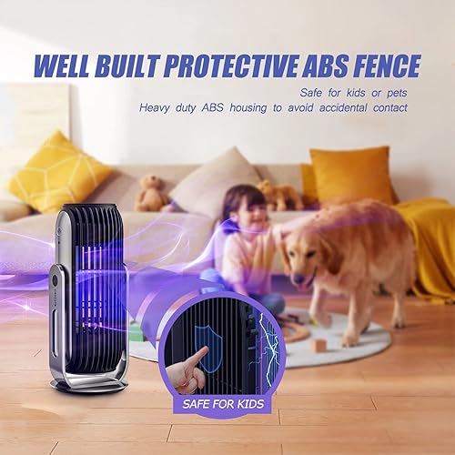 Miniatura 6 de Trampa moderna para insectosmosquitos para patio interior, matamosquitos eléctrico de doble función, 2000 V, ventilador silencioso, luz UV de 365