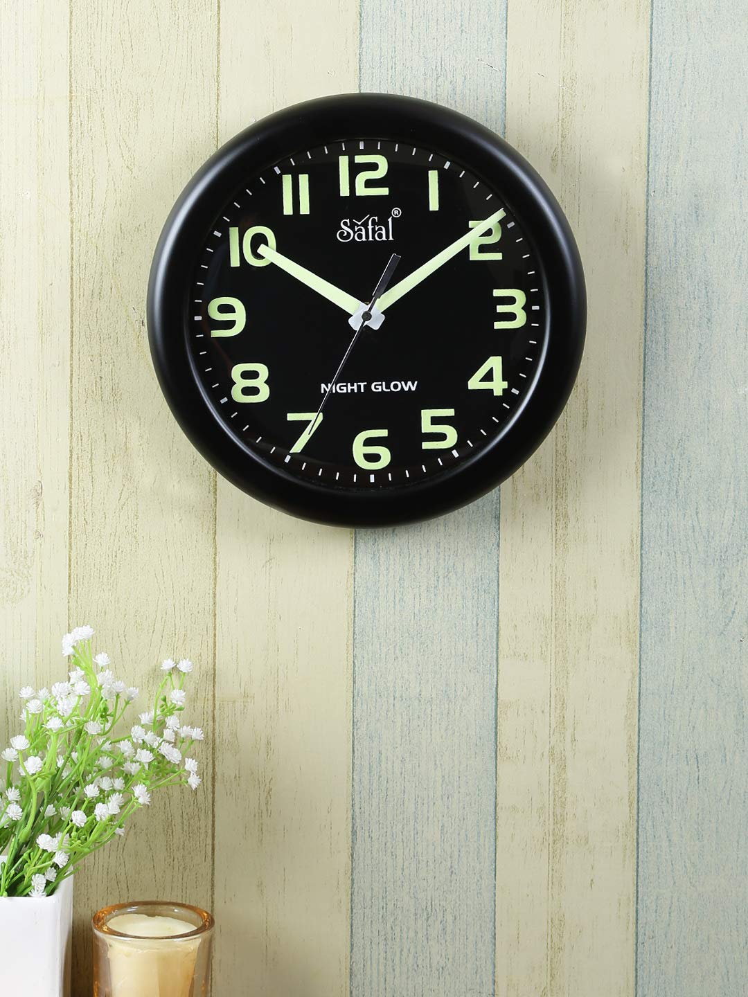 SaFaL Specialized Wooden Night Glow Clock (Black) 4