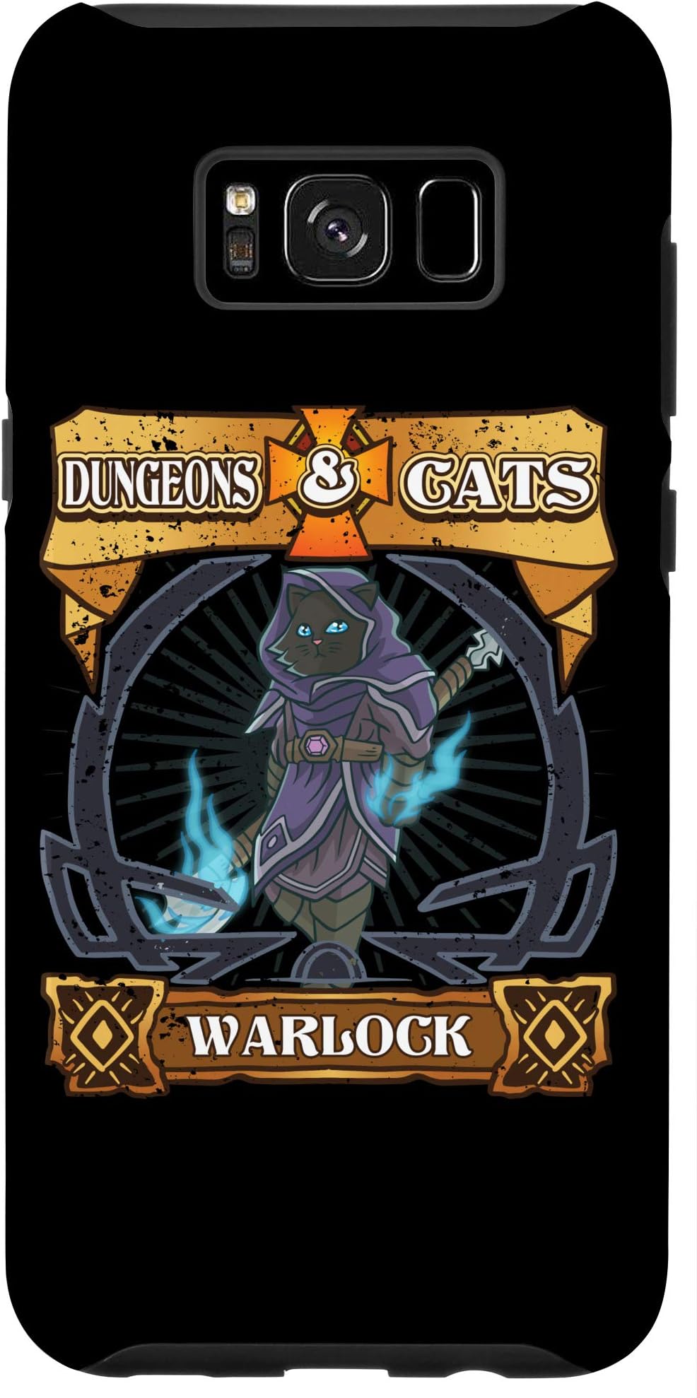 Galaxy S8+ Dungeons and Cats Warlock Kitten Cat D20 Dice RPG Game Gamer Case