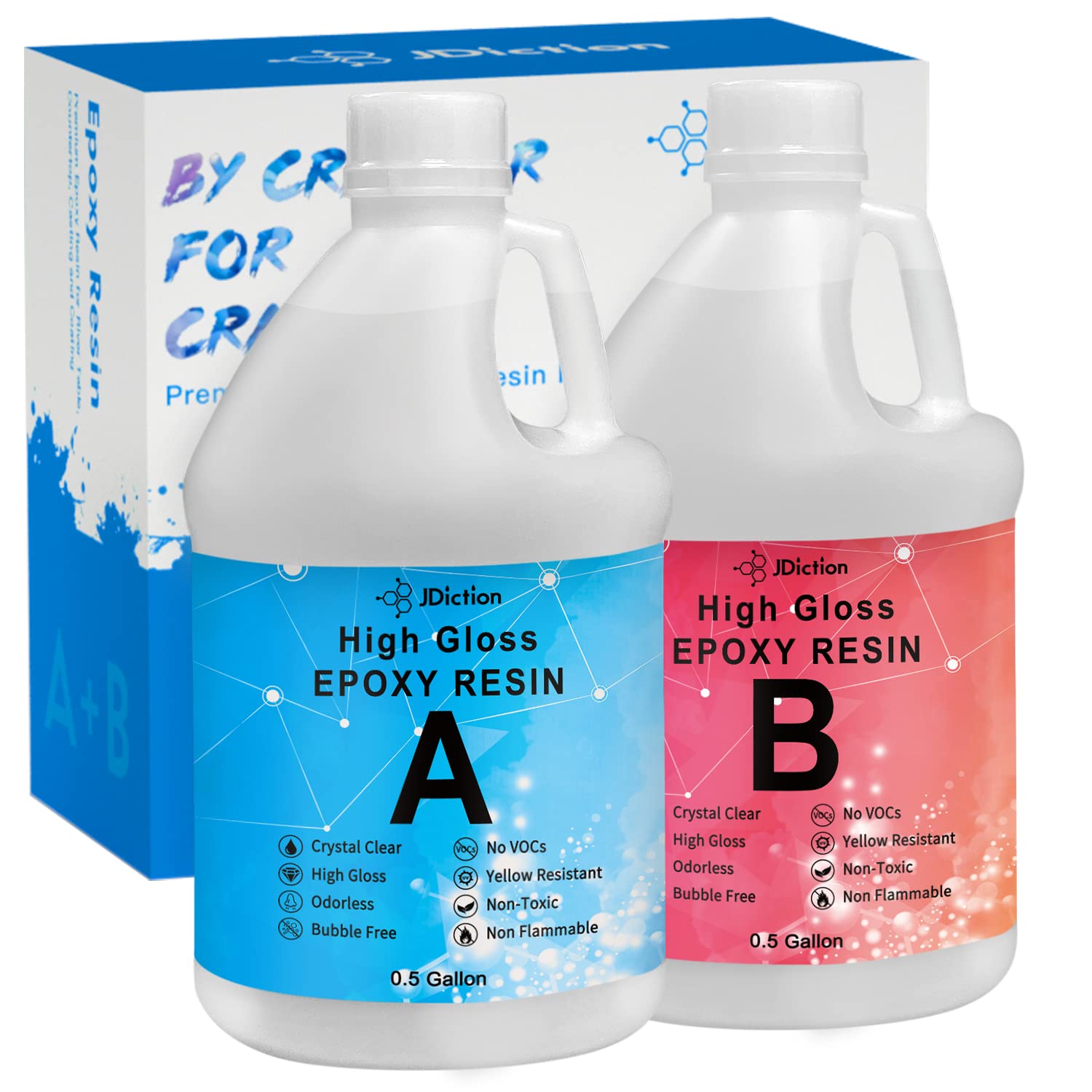 JDiction Epoxy Resin Clear High Gloss Epoxy Resin 1.5 Inch Deep Pour 1 Gallon Casting Resin for Jewelry Making, Table Top, Wood and Mold Crafts