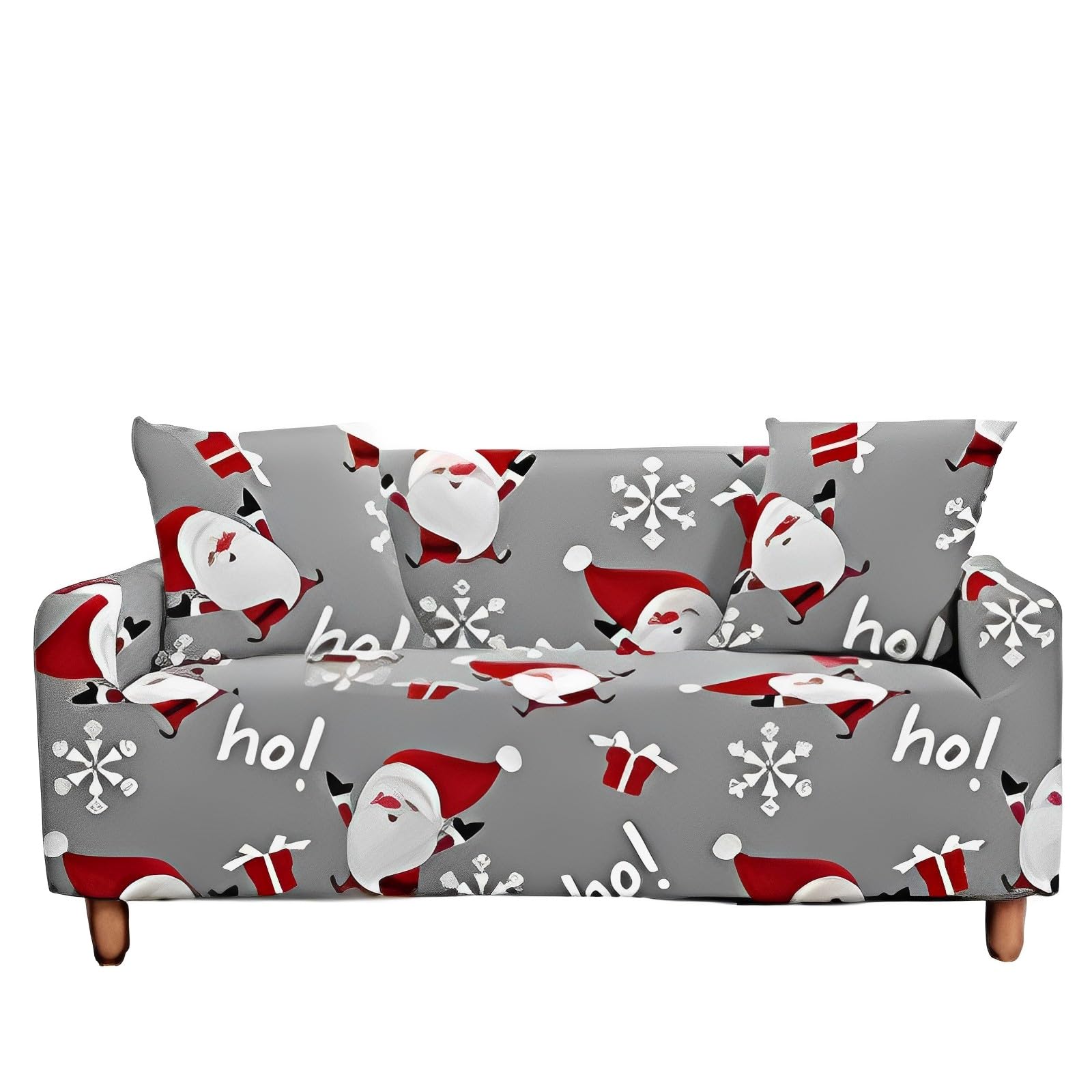 Día de Navidad Funda Sofa1/2/3/4 Plazas, Moda Suave y Flexible Funda Sofa, Fundas Sofas Ajustables, Universal para Familias Cubre Sofa, Protector Sofa con Brazos (1-Seater,Gris)