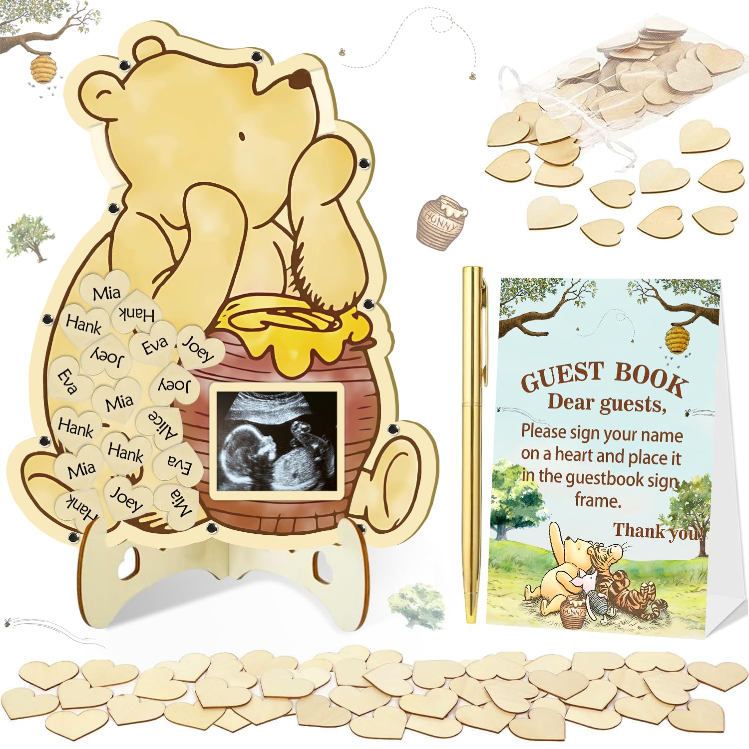 Photo 1 of [MISSING PARTS] Baby Shower Guest Book - Yellow Bear Design