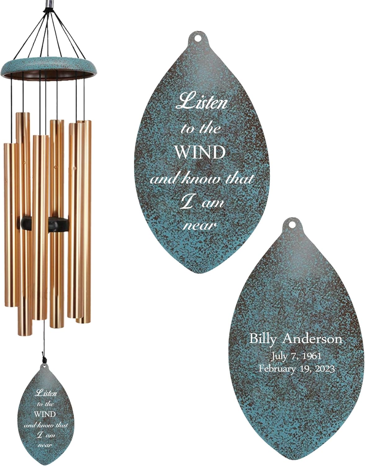 ASTARIN Personalized Name 35" Memorial Wind Chimes for Outside, Metal Sympathy Gifts for Loss of Mother Father Loved One, Bereavement Wind Chime in Memory Gift, Decor Outdoor Garden Patio