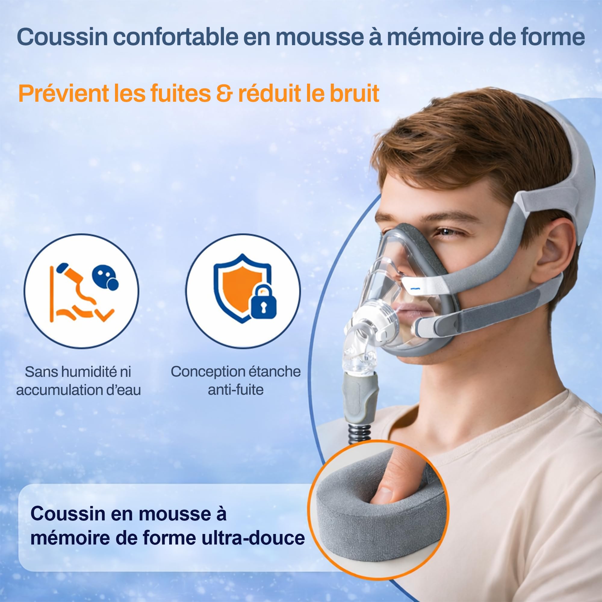 Coussin de remplacement AirTouch F20 (mousse à mémoire de forme) – Compatible avec le masque F20 – Accessoire de masque doux – 2 x paquet – Taille Grand