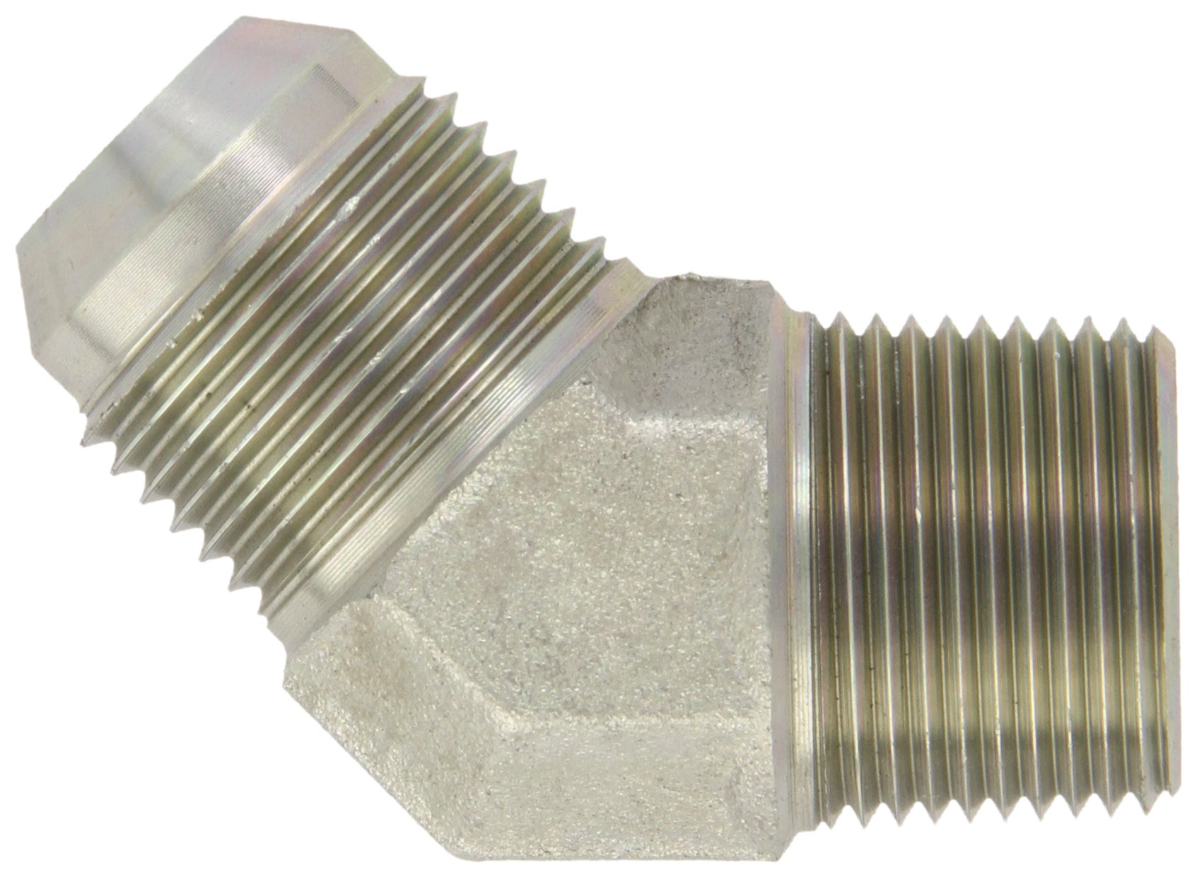 Eaton Aeroquip 2023-12-12S 45 Degree Male Elbow, JIC 37 Degree & NPT End Types, Carbon Steel, 3/4 JIC(m) x 3/4 NPT(m) End Size, 3/4