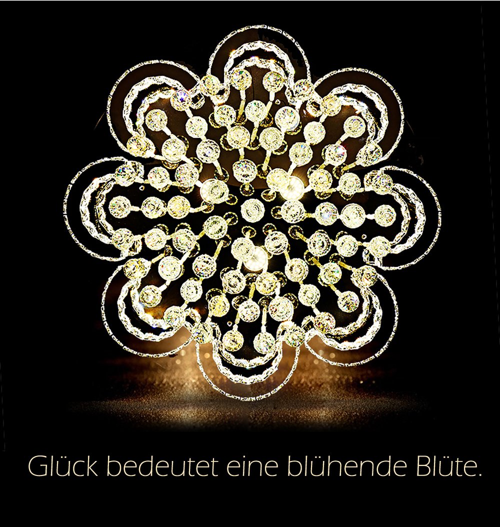 Euroton LED Pendelleuchte Kristall 6019-80cm mit Fernbedienung Größe 80 cm Lichtfarbe Kaltweiß warmweiß neutralweiß wechselbar Kristall klar Luxus K9. LED Deckenleuchte Deckenlampe A+
