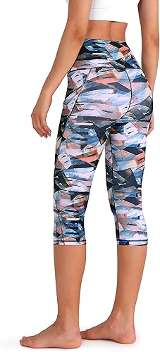 Miniatura 3 de ODODOS - Leggings tipo capri de mujer, no se traslucen y modelan el abdomen, con cintura alta y bolsillos para hacer yoga, atletismo, ejercicio y