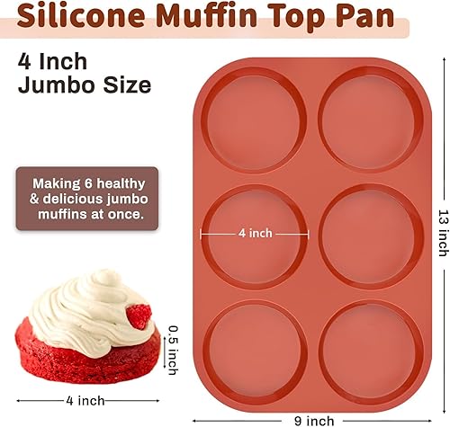 Miniatura 2 de JOERSH Molde de silicona antiadherente para huevos de 4 pulgadas, molde de silicona redondo grande para hornear panecillos de hamburguesas, bocados