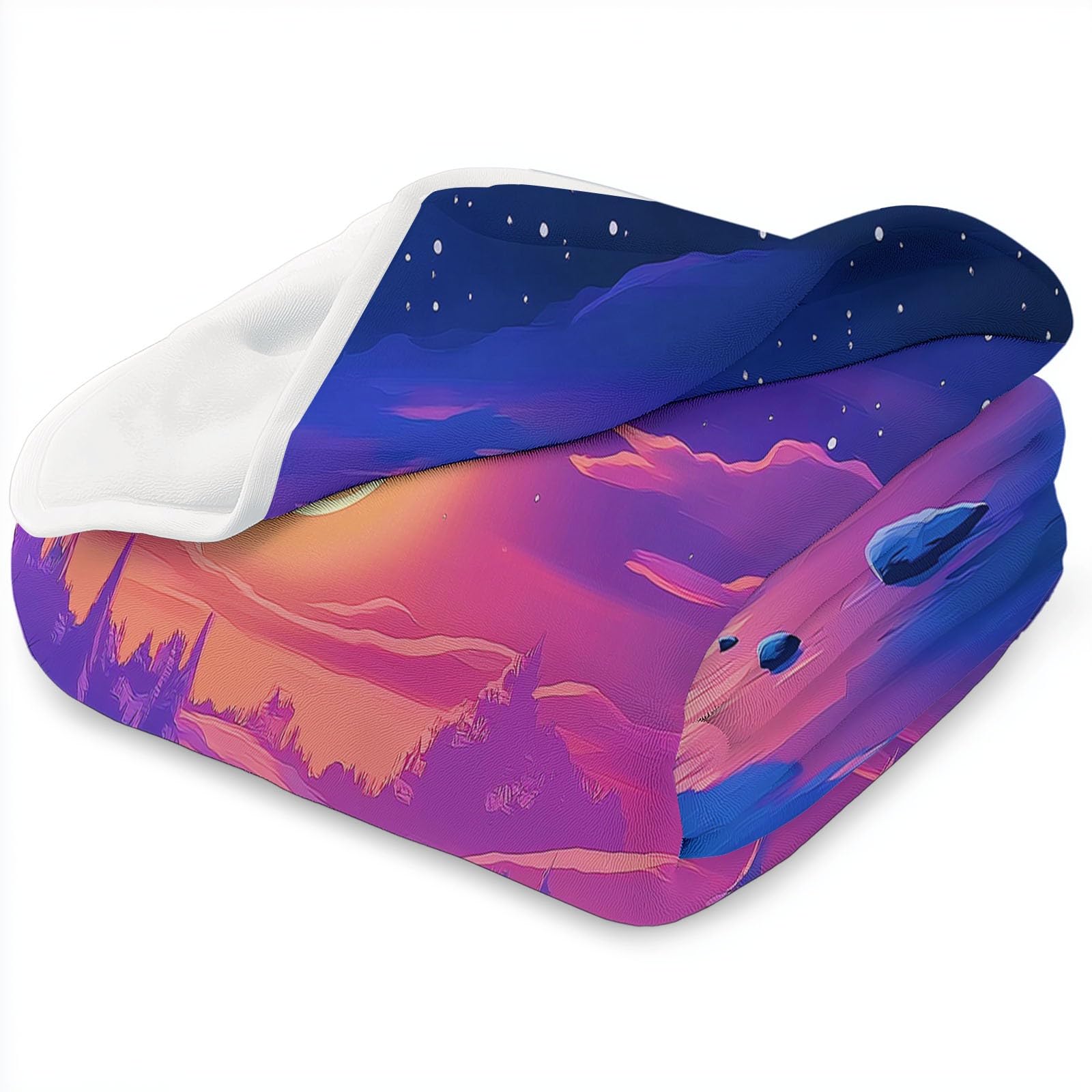 Manta de franela para paisajes de invierno, 220 x 240 cm, manta de forro polar de microfibra polar para todas las estaciones para viajes, sofá para viajar, cama, sofá para niños, adultos, azul zafiro
