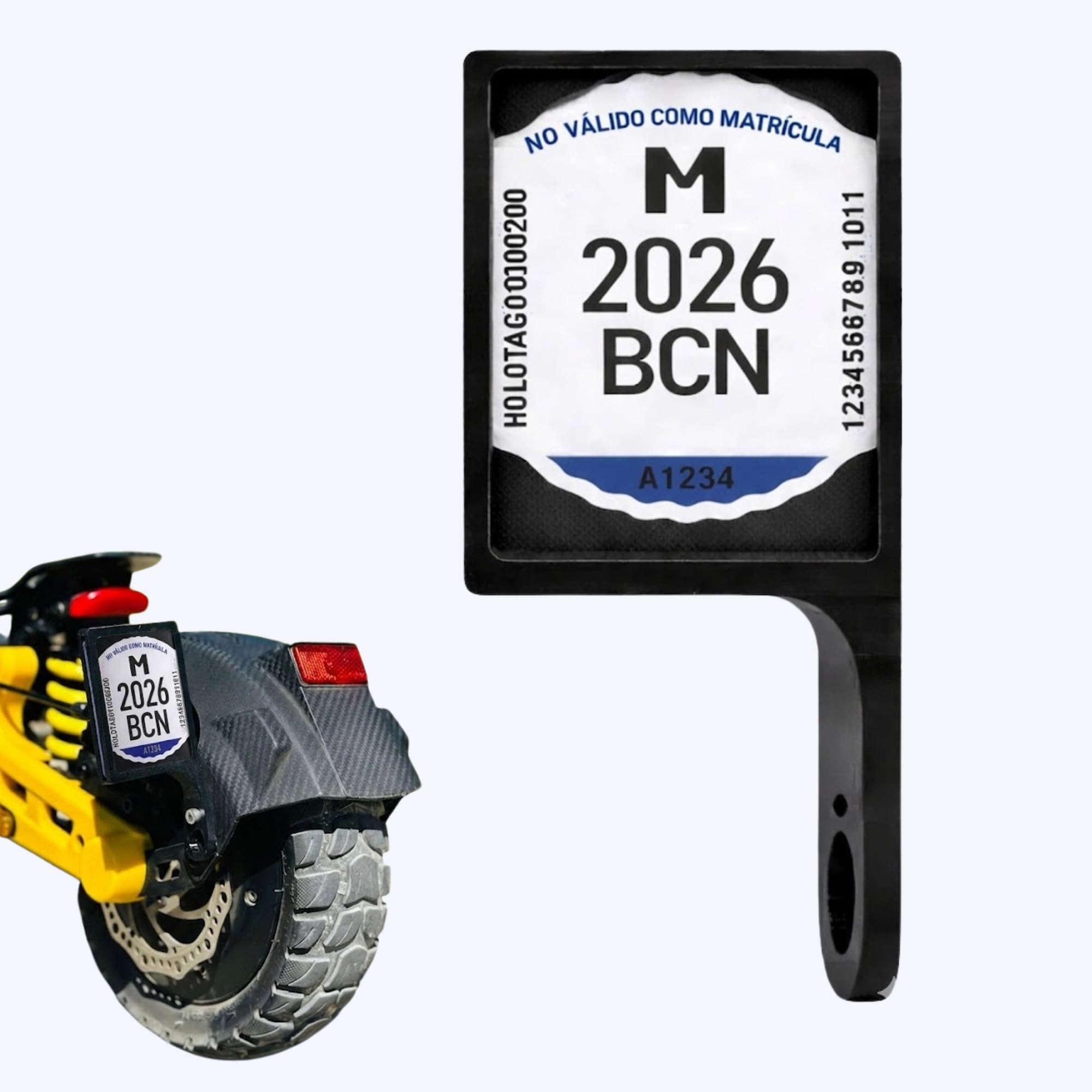 Portatarga per Monopattino Elettrico VMP Universale, Supporto Flessibile di Piastra Identificativa con Fissaggio a Vite, Protezione Trasparente Rimovibile, Accessorio per Scooter (Lato Sinistro)