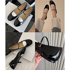 ドレスシューズ・革靴・ビジネスシューズ ^SALT&CHOCOLATE^ Round Top Fleece Mary Jane Flats 412335007 E98058s.jpg