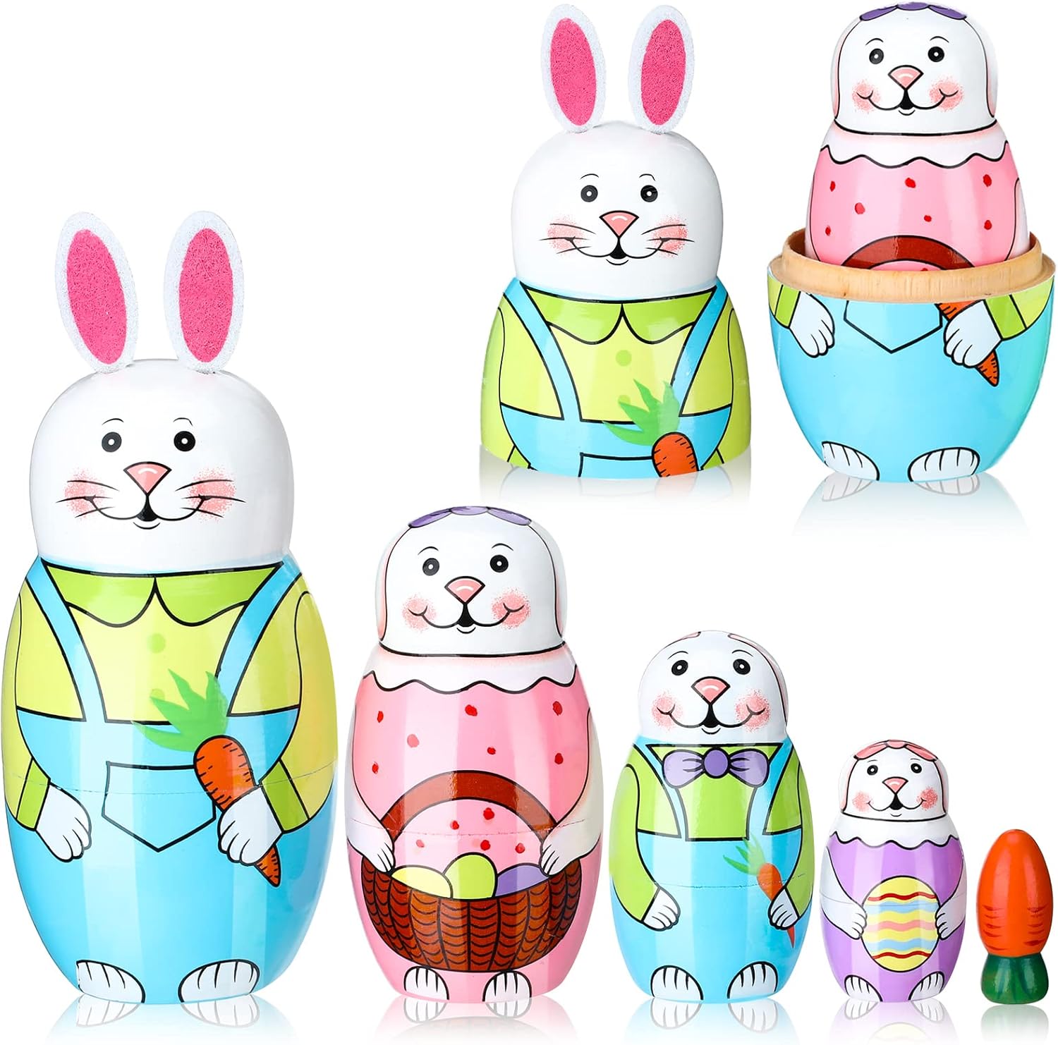 Seematn 5 Pcs Easter Nesting Dolls Bunny Nesting Dolls