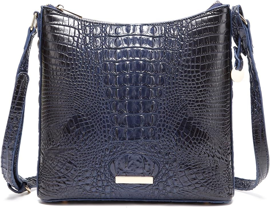 Makcr Joacbv Shoulder Crocodile Flat Handbags for Women trendy Ladies Shoulder Bag Embossed Pattern Leather Crossbody Purse