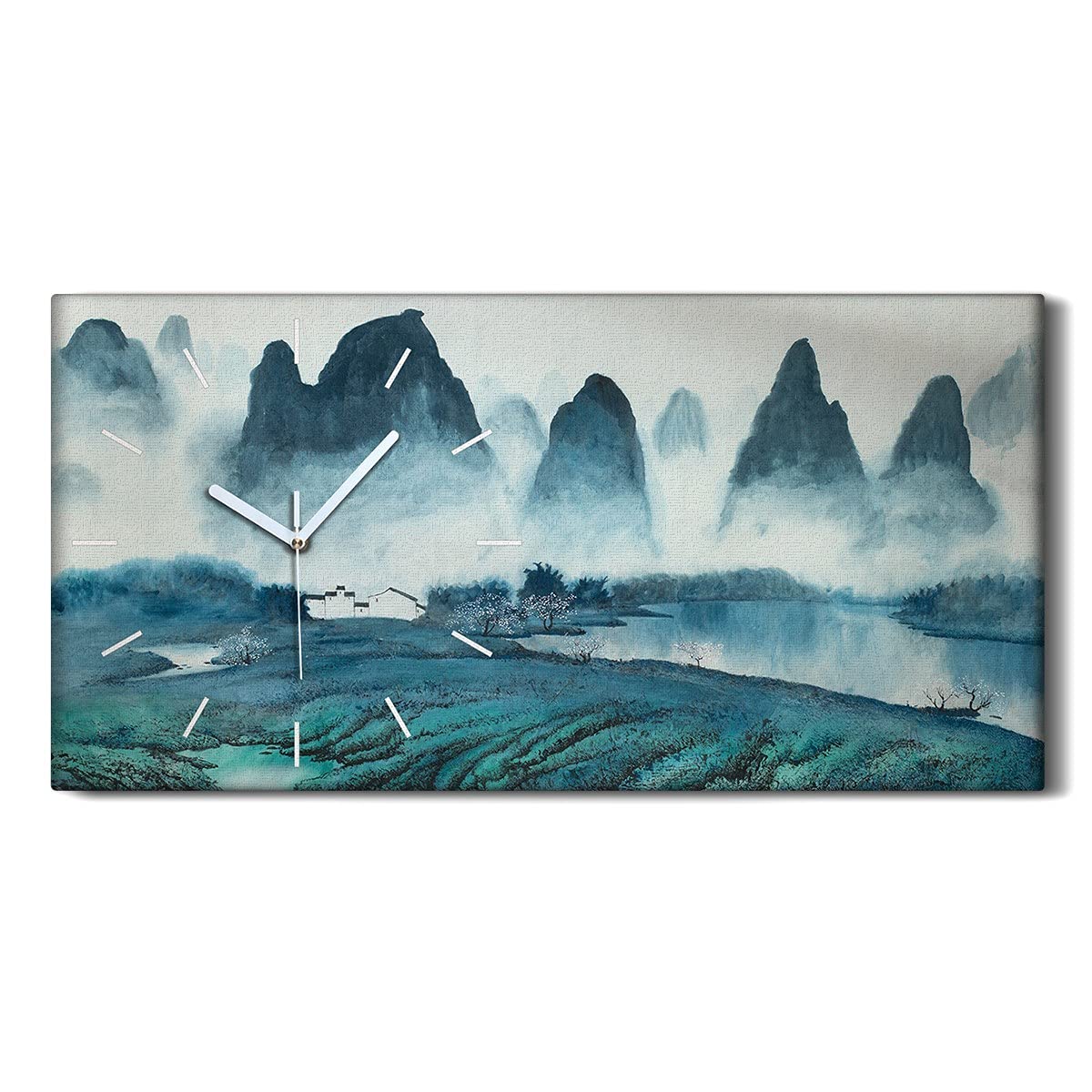 Horloge sur Toile d'Art Moderne Mains Blanches Tableau Montagne