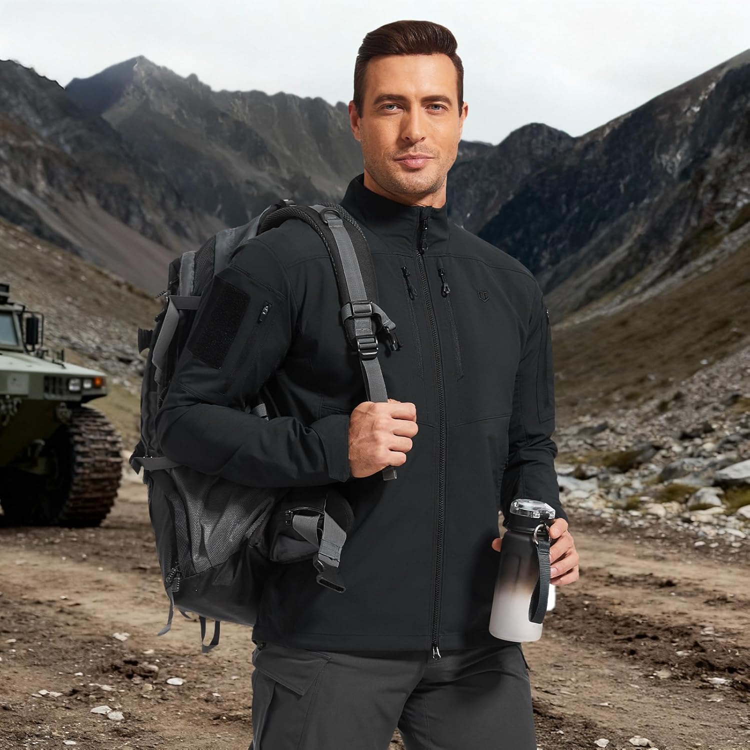 Men’s Lightweight Tactical Jacket Stretch Water Resistant for Work Military EDC Hiking Hunting Outdoor