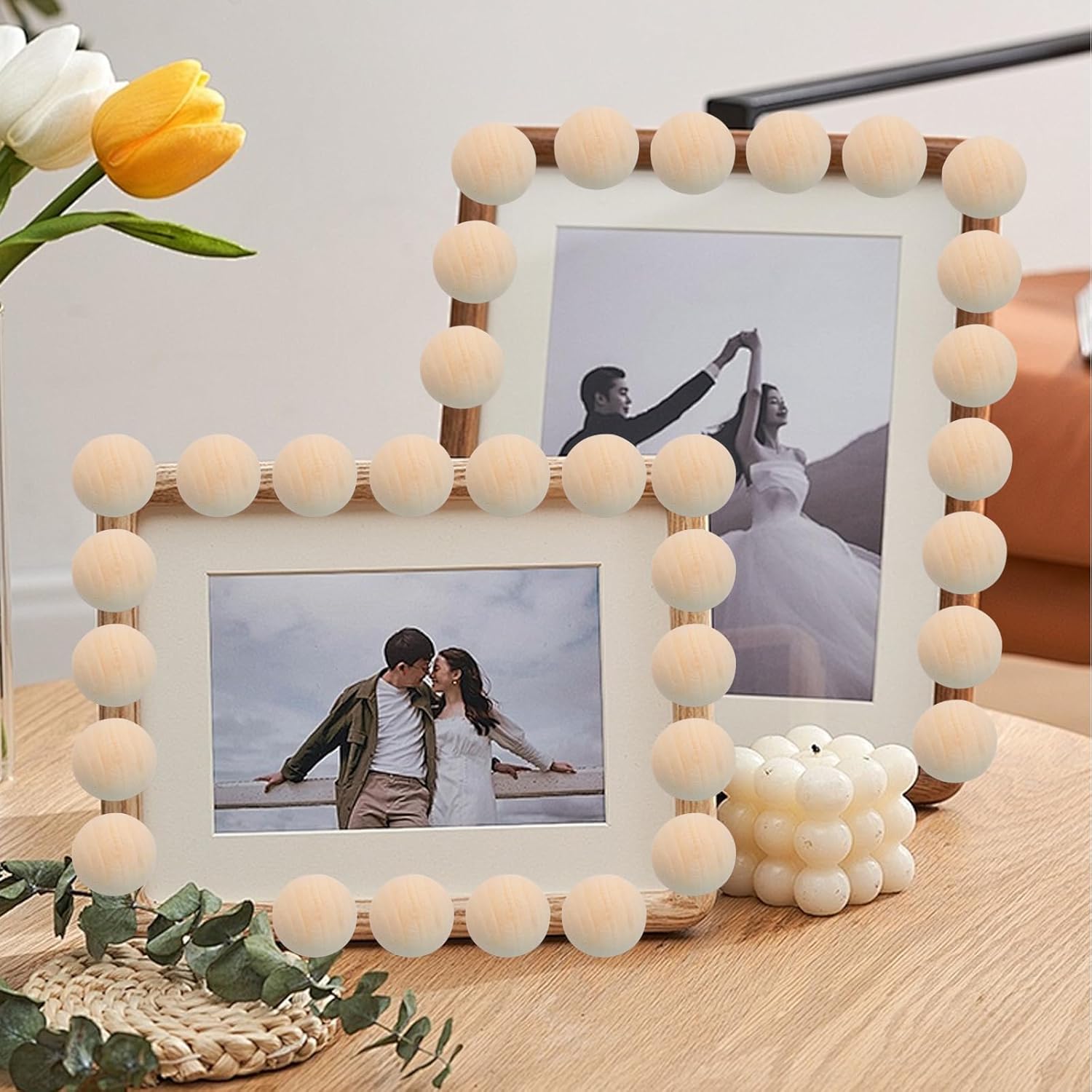 Uenhoy 200 Pcs Half Wooden Beads in 3 Size, 12mm/15mm/20mm Unfinished Split Wood Balls, Natural Wood Half Sphere Balls for Paint DIY Projects and Craft - Image 6