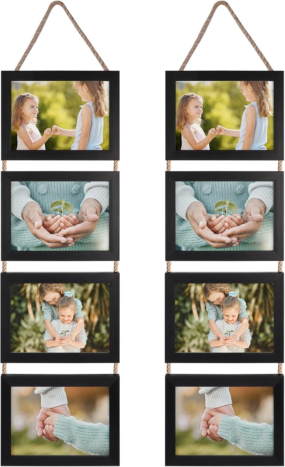 Lavezee 5x7 Hanging Collage Picture Frames Set of 2, Black 8 Opening Horizontal Frame Made to Display 5 x 7 Inch Photo for Wall Decor - Image 7
