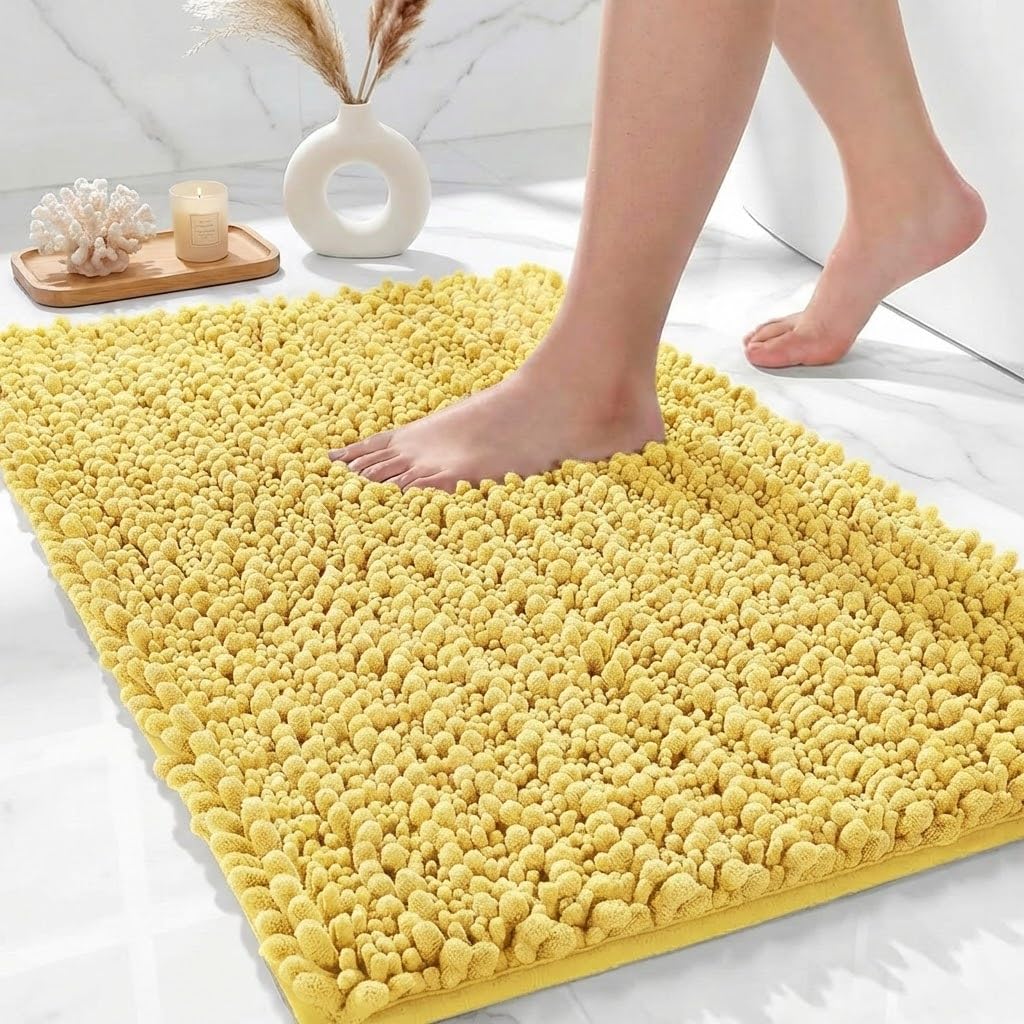 Ruggnovea Bathroom Rugs Non Slip Washable 32x20, Extra Thick Soft Chenille Absorbent Bath Mat, High Density Barrier Non Slip Backing, Quick Dry Plush