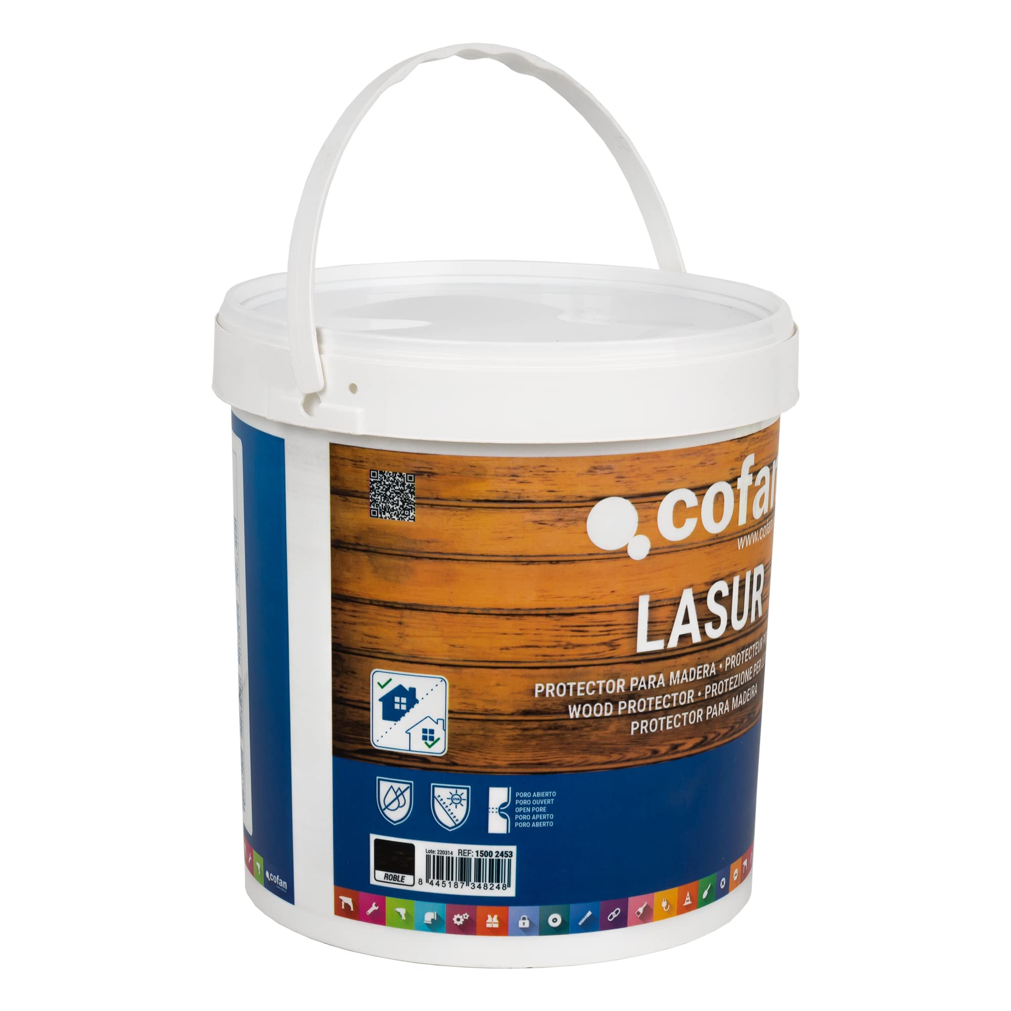 Cofan Lasur Protector al Agua para Madera | Color Roble con acabado Mate | Bote de 4 litros