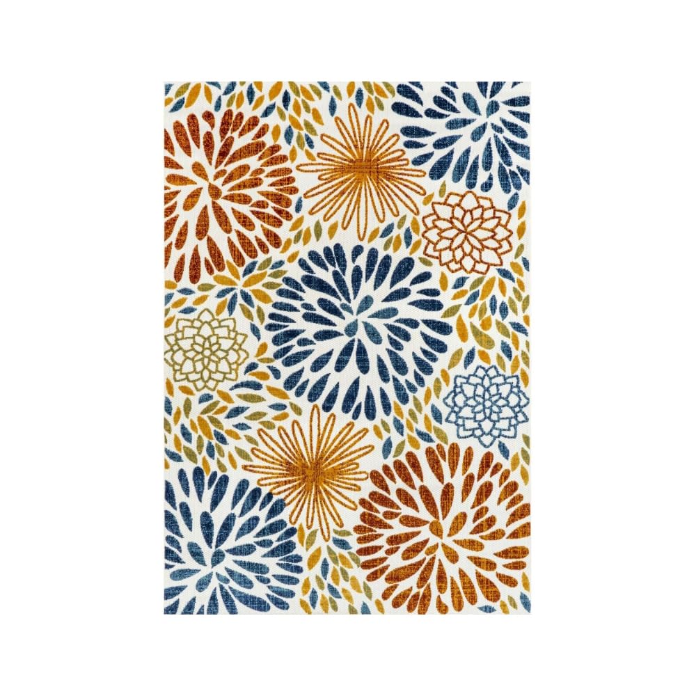 Indoor/Outdoor 3' x 5' Area Rug,Multicolor Modern Floral Textured Area-Carpet,Easy-Cleaning Anti-Slip & wear-Resistant,Bedroom, Kitchen,Backyard,Deck,