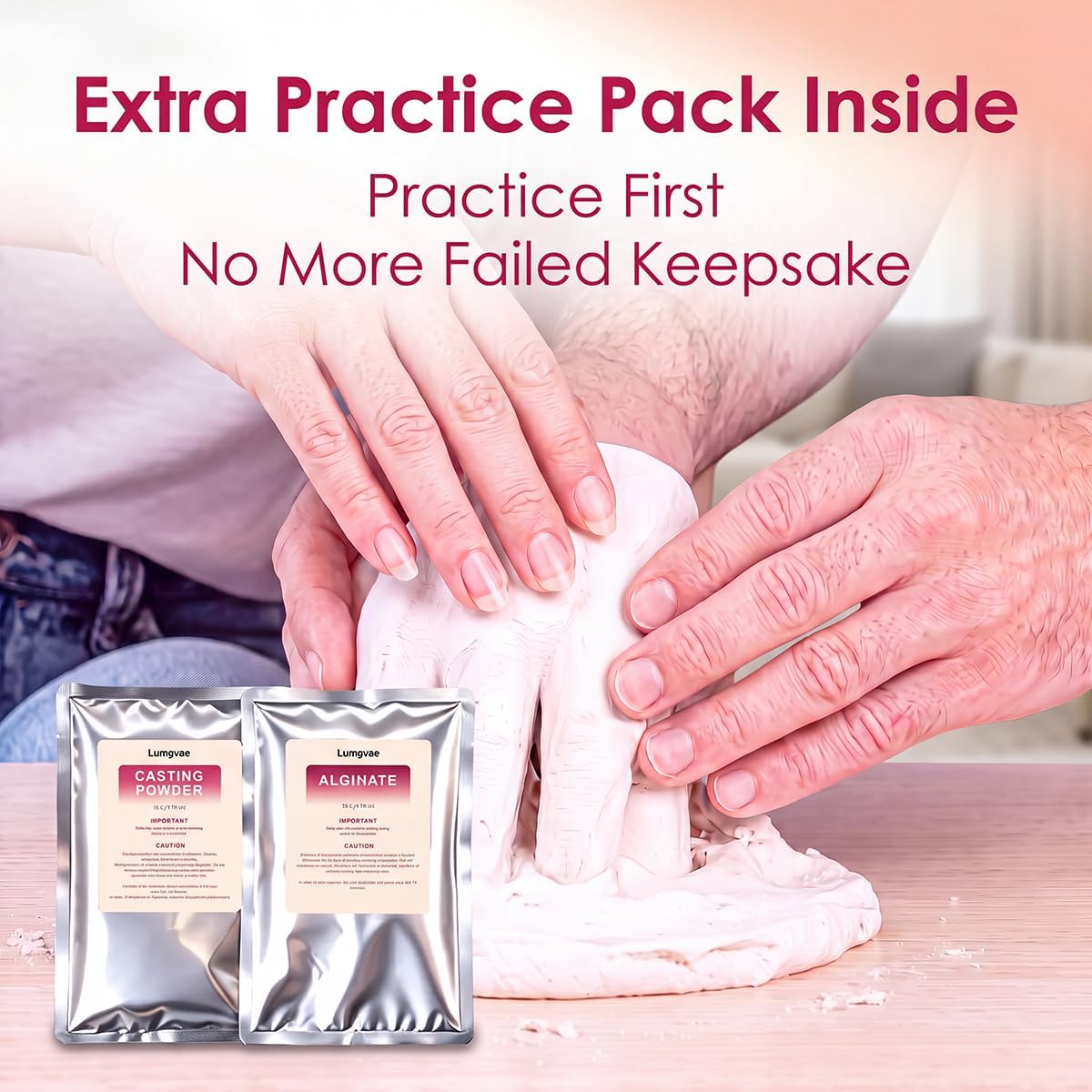 Hand Casting Kit with Extra Practice Pack, Non‑Toxic 3D Hand Mold Kit for Couples & Family, Easy DIY Plaster Casting Set, Ideal Gift for Anniversary, Wedding, Valentine’s Day