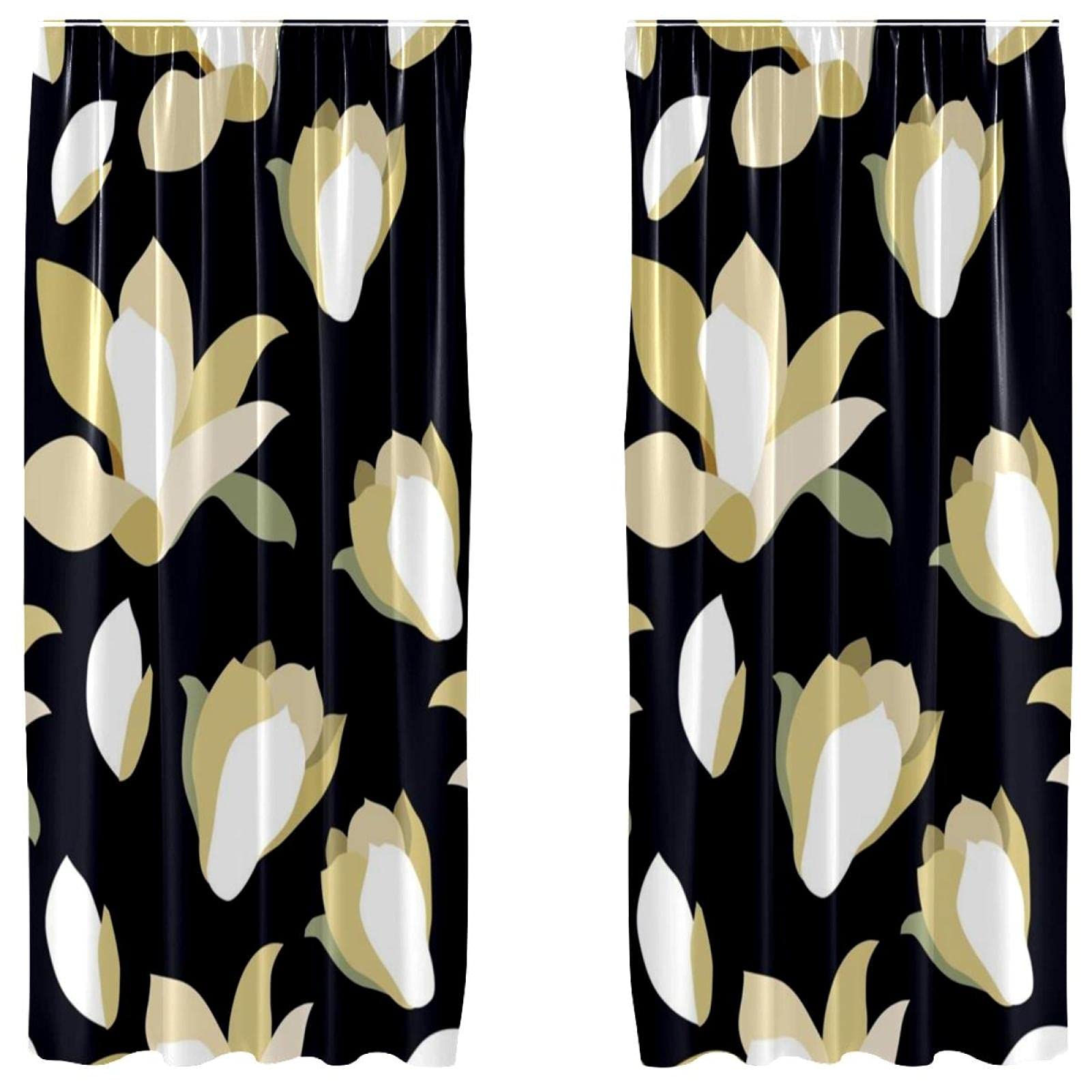 Rideaux occultants pour chambre microfibre florale noire et salon