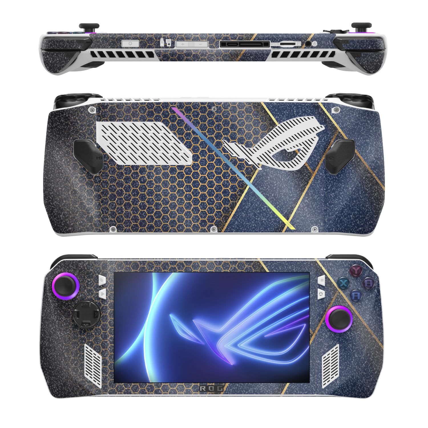 MightySkins Glossy Glitter Skin Compatible with Asus ROG Ally - Modern Hex | Protective, Durable High-Gloss Glitter Finish | Easy to Apply, Remove, and Change Style
