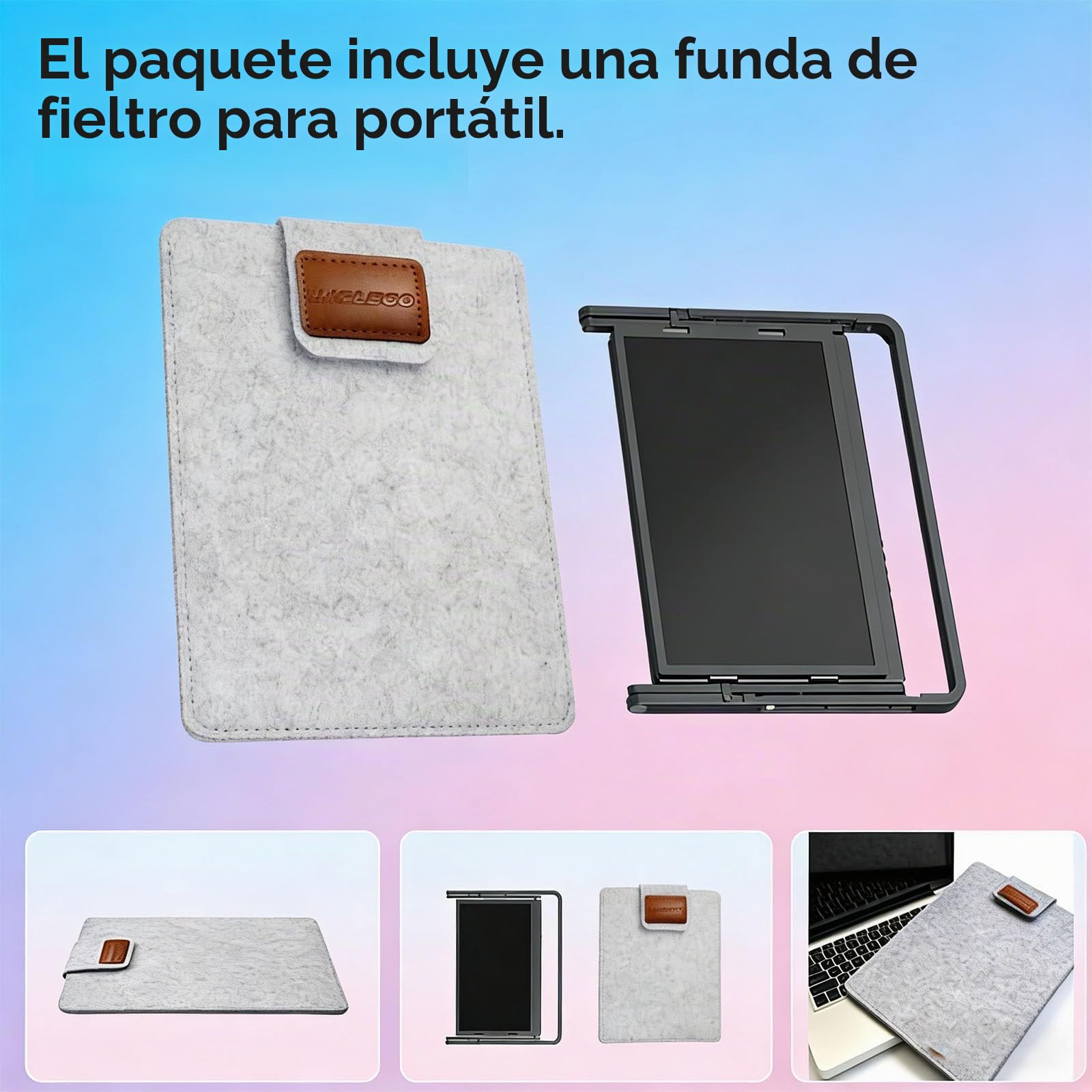 Portátil de Triple Pantalla, Aura Display, Monitor Dual portátil de 15,6 Pulgadas, diseño Delgado y Ligero, multipantalla para Viajes de Negocios.