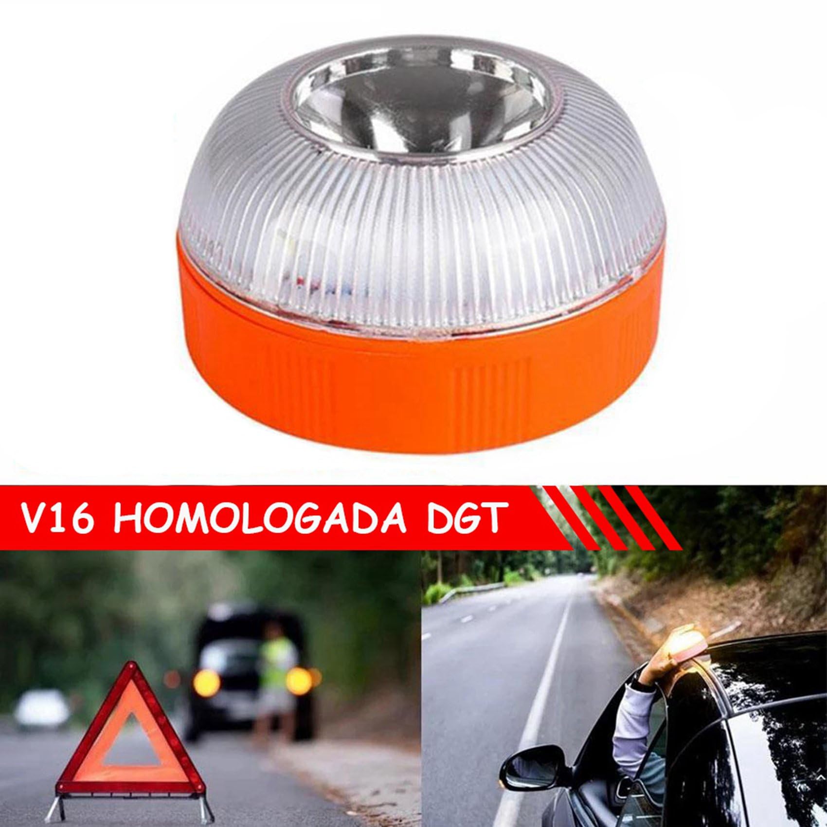 5X Luz de Emergencia para Coche V16, Luz de Baliza de Emergencia Recargable por USB, Luz de Advertencia Intermitente de Carretera LED para Coche, Camión Marino