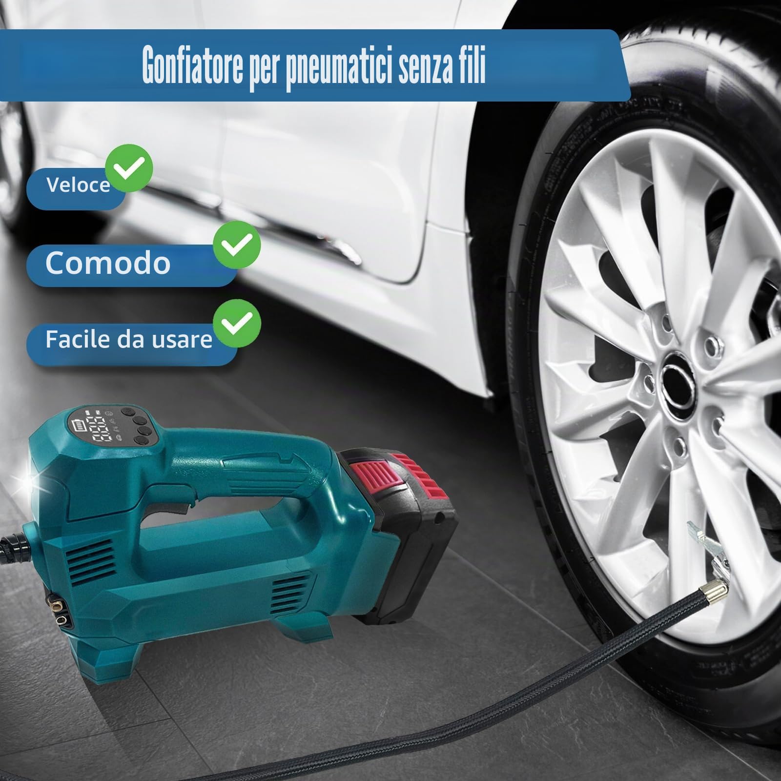 URUN Compressore a batteria per sistema Bosch Professional 18 V, compressore d'aria portatile 150 PSI con manometro digitale per auto, compressore auto a batteria per moto, palle da bicicletta