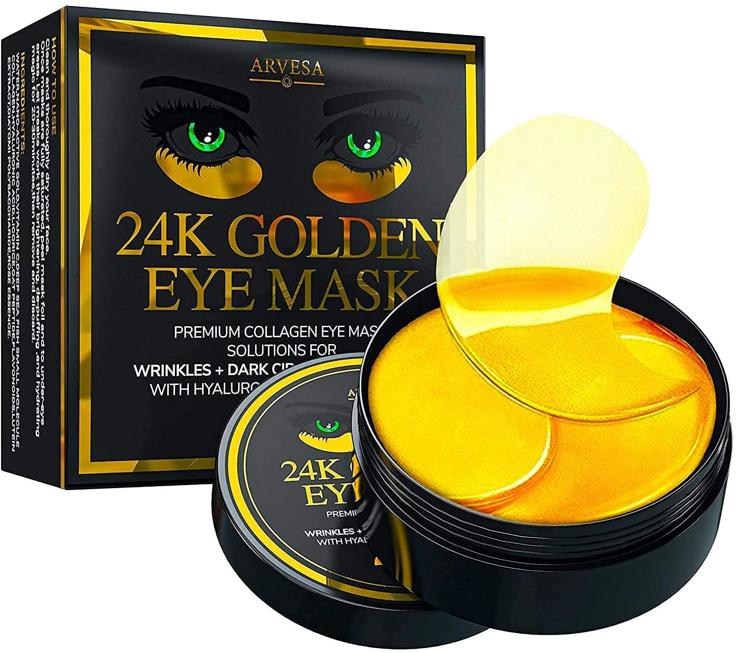 Under Eye Patches For Dark Circles and Puffiness, Eye Bags, Wrinkles, Eye Patches For Puffy Eyes - Hydrating Under Eye Mask Skincare - Anti-Aging Eye Patch Treatment Masks - Green Under Eye Gel Pads