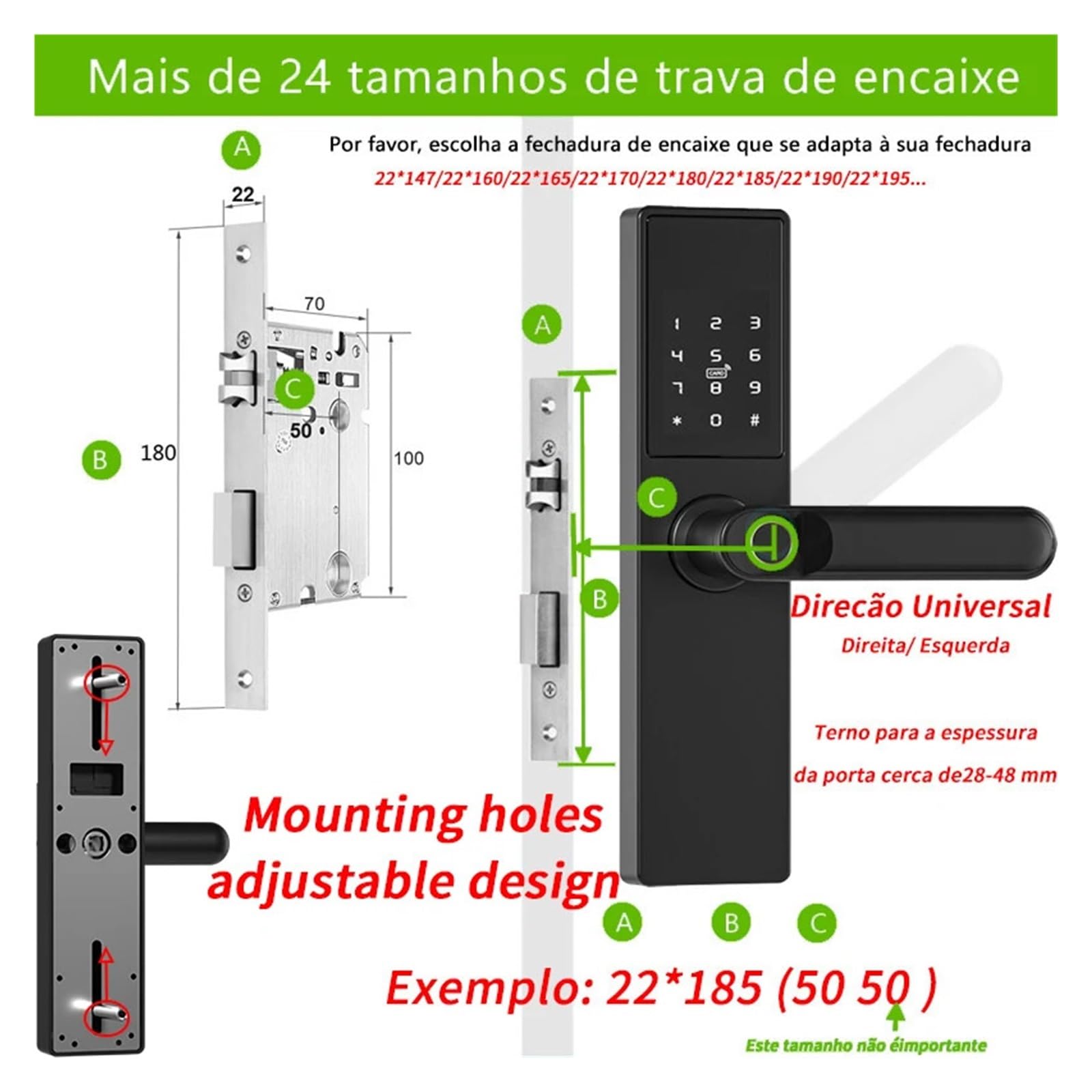 Tuya Elektronische Schloss WiFi Smart Türschloss Digitale Biometrische Fingerprint Lock Passwort Karte Schlüssel USB Ladung for Hause Einfache Hohe Sicherheit(4085)