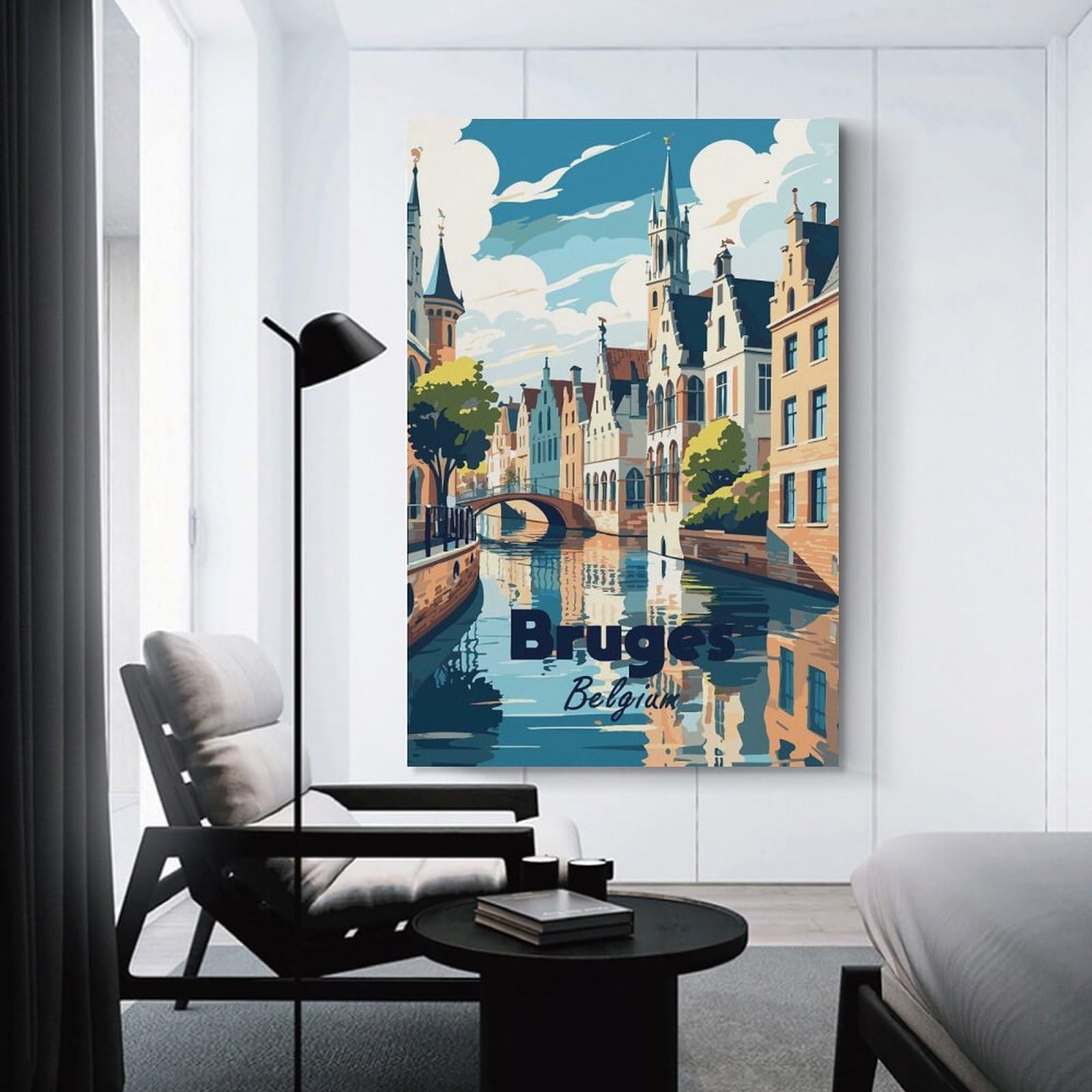 Junmoney Bruges, Belgium Travel (3) Room Decor Wall Art, 24x36inch(60x90cm), for Feature Walls in Flats Or Modern Rooms, Wall Decor Suited to Curated Displays