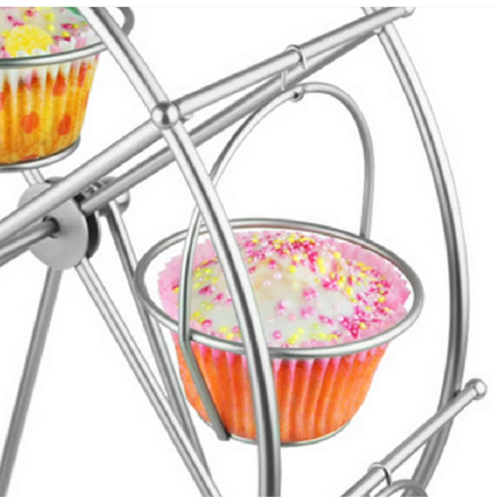Vintage Tortenständer Tortenplatte Rad Cupcake Ständer Rotierenden Edelstahl Rahmen Kuchen Halter 8 Tasse Servierplatte Abschlussfeier