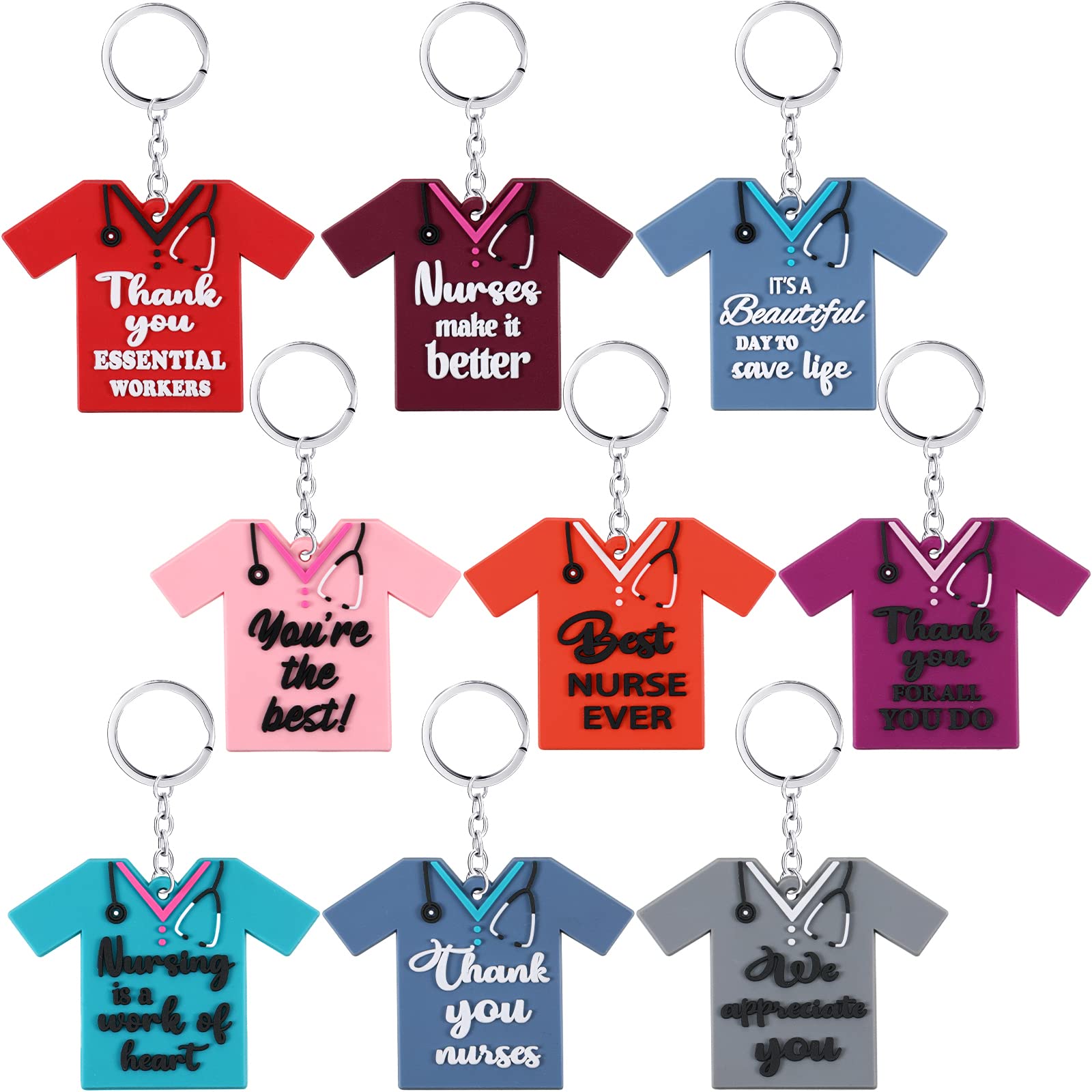 Sureio 36 Pcs Nurse Keychain Bulk Nurses Week Keychain Gifts Nurse Graduation Party Favors Decoration Nurse for Nurse Doctor(Vibrant)