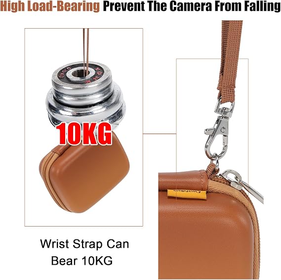 Cwatcun Carrying & Protective Case for Digital Camera, Small Camera Pouch for AbergBest 2.7 LCD Kodak Pixpro/Canon PowerShot ELPH 180/190 / DSCW830 Travel Cameras, Water-resistant Case -BROWN