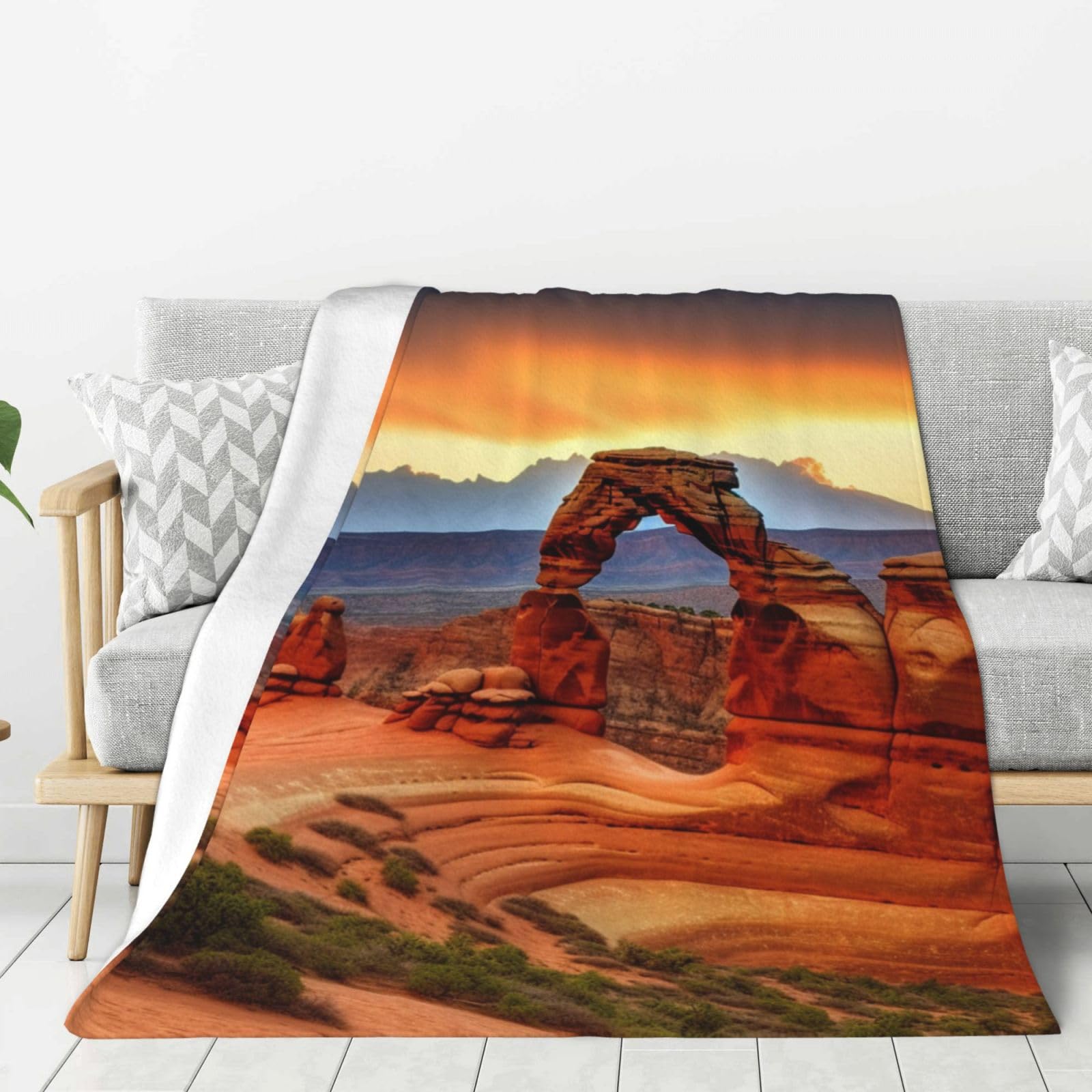 Couverture en flanelle 152x127cm motif Arches pour canapé et lit
