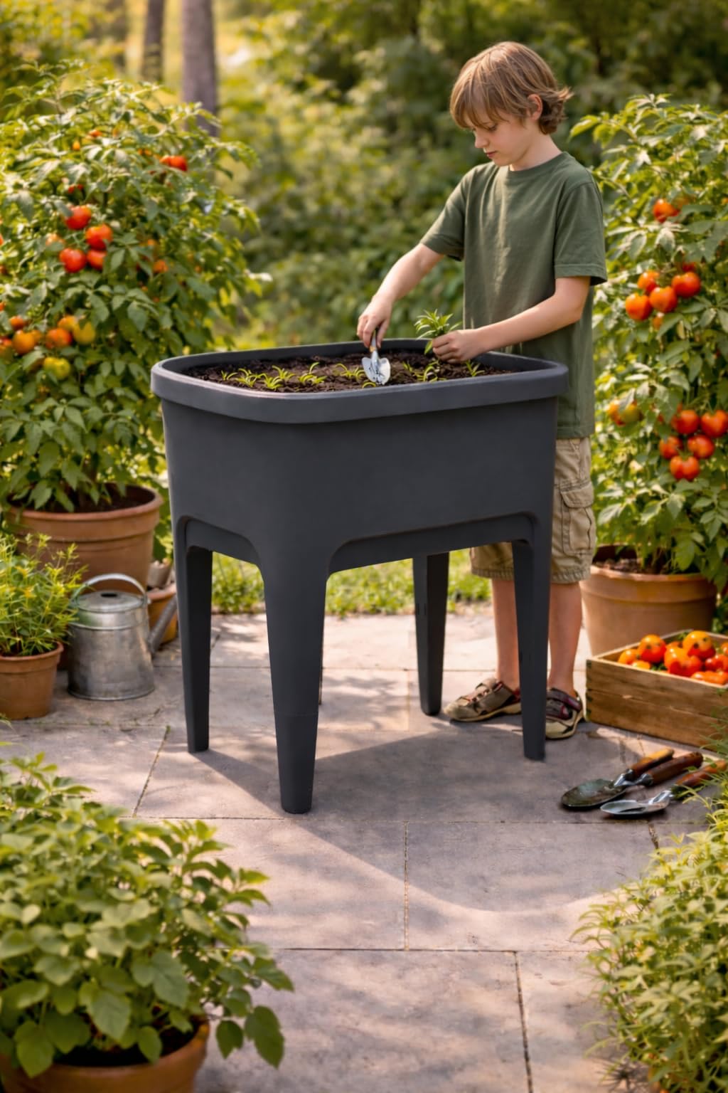 Ondis24 Jardinière surélevée - Serre - Jardin - 48L - Anthracite - Outdoor - L - Moderne - Résistant aux intempéries - Aération - Drainage