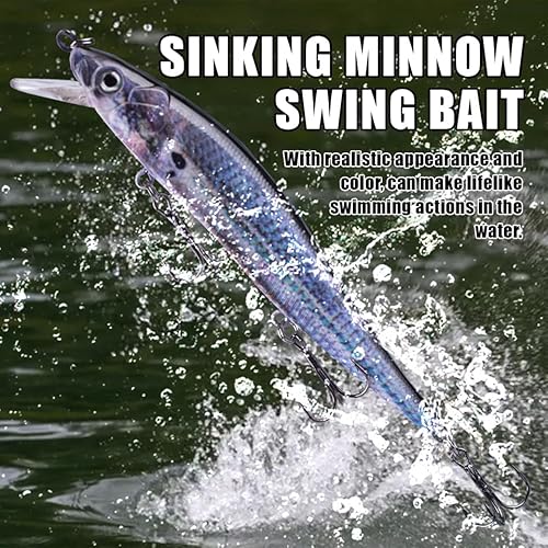 Namolit Iscas de pesca duras que afundam isca de balanço de minnow com olhos realistas 3D Detalhes d