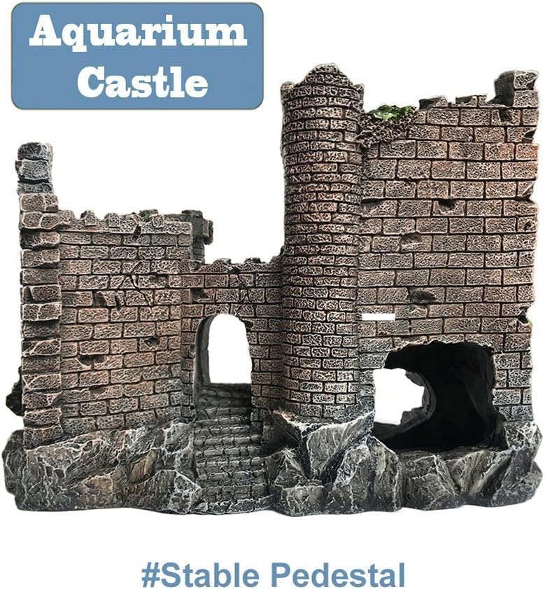 Image of Kizzy Pets Aquarium Decoration Resin Castle - Fish Tank Supplies Accessories, Eco-Friendly Fish Tank Aquarium Ornament for Natural Looking (L-7 W-2.3 H-5)