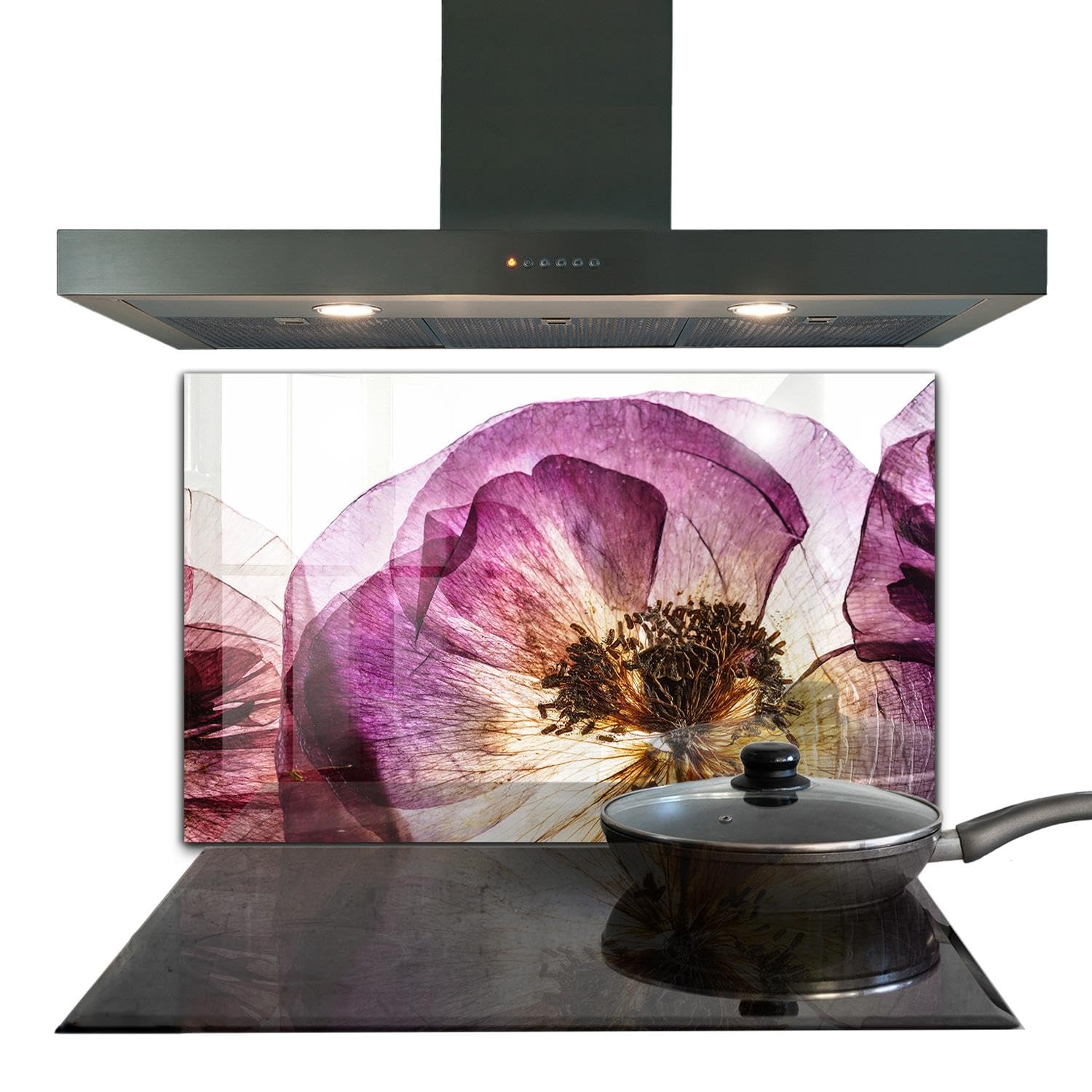 Détails de fleurs délicates sur panneau de cuisine 100x70 anti-projections