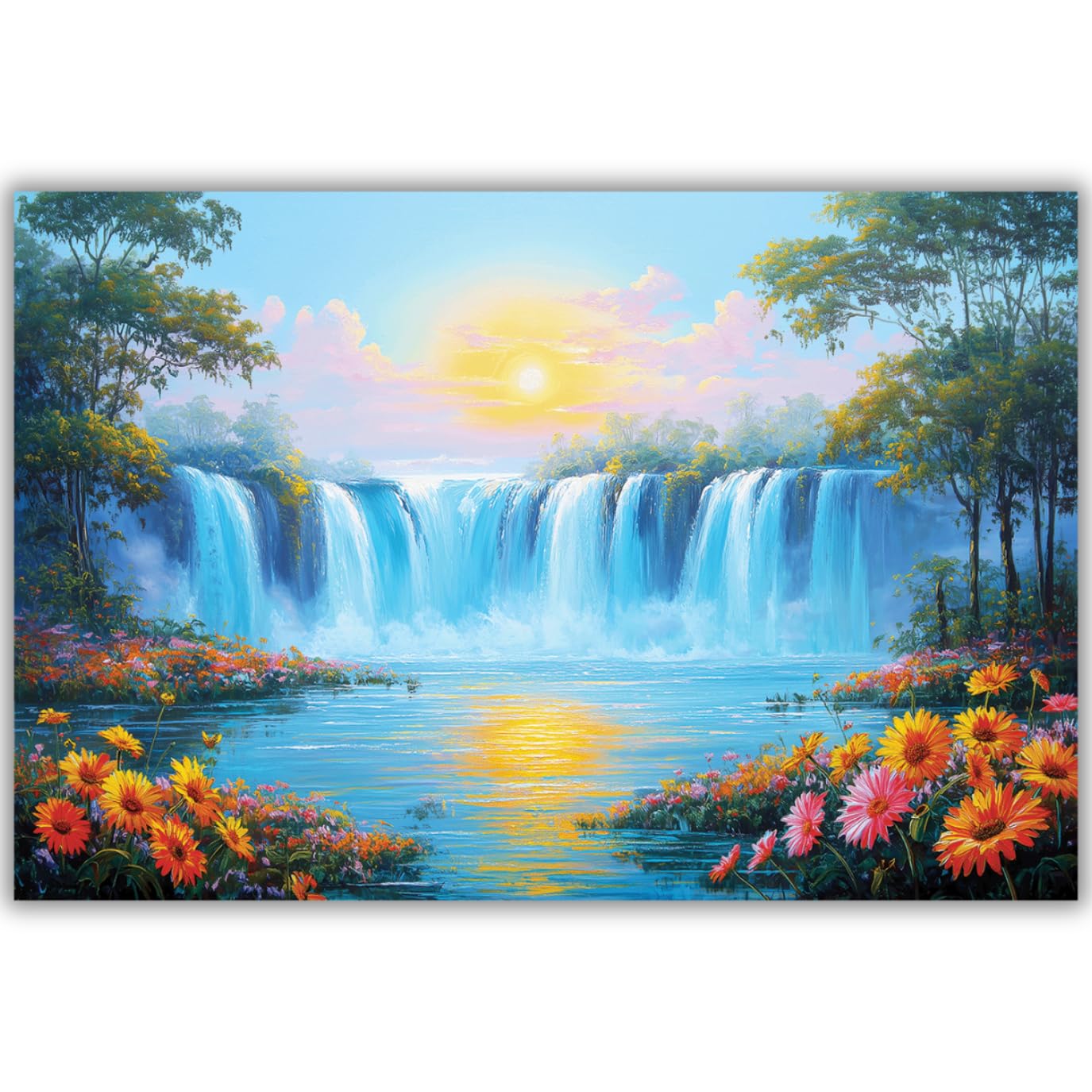 Viventiq waterfall painting for wall vastu big siz | for Living Room | painting for vastu | Rolled Canvas painting 36 inch L by 24 inch H